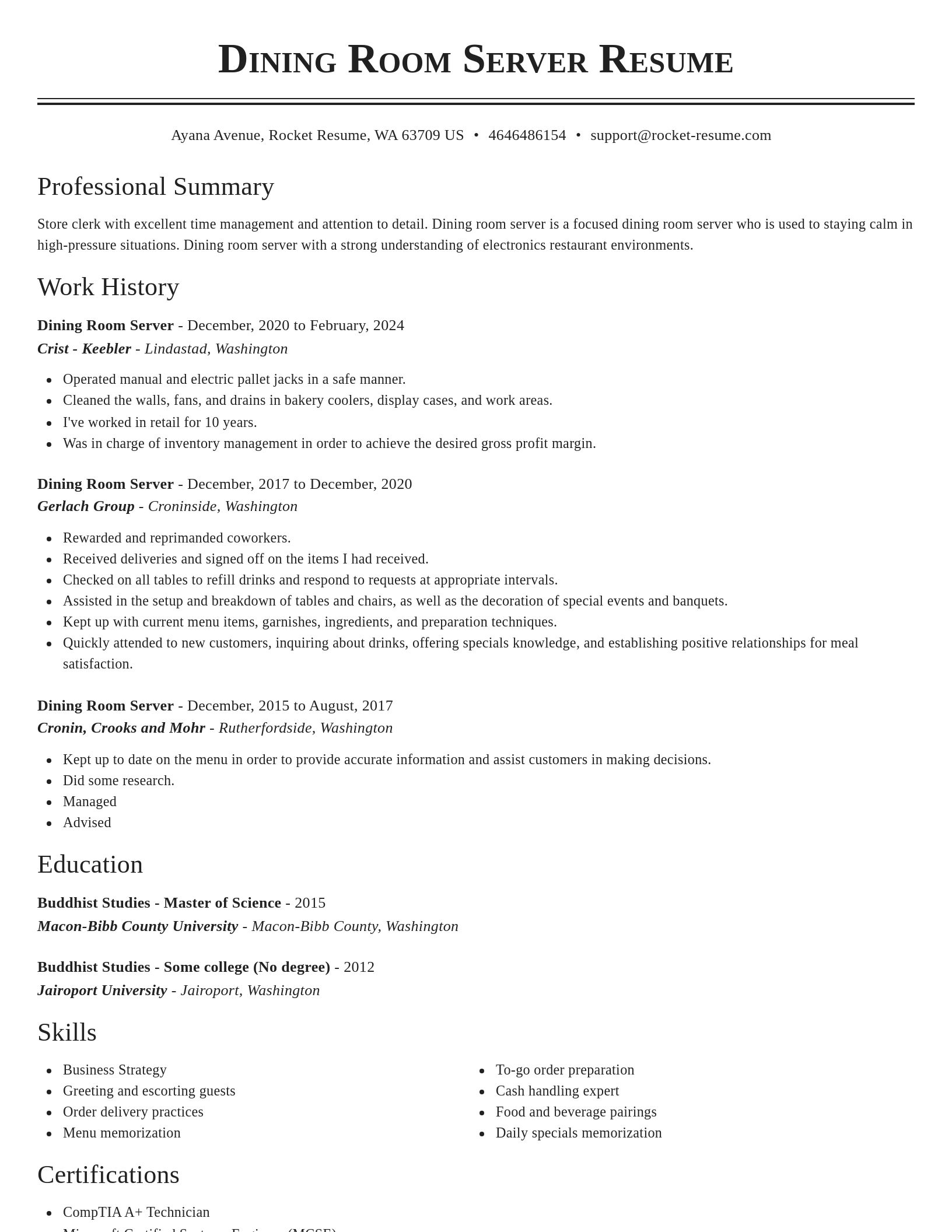 Classic resume template