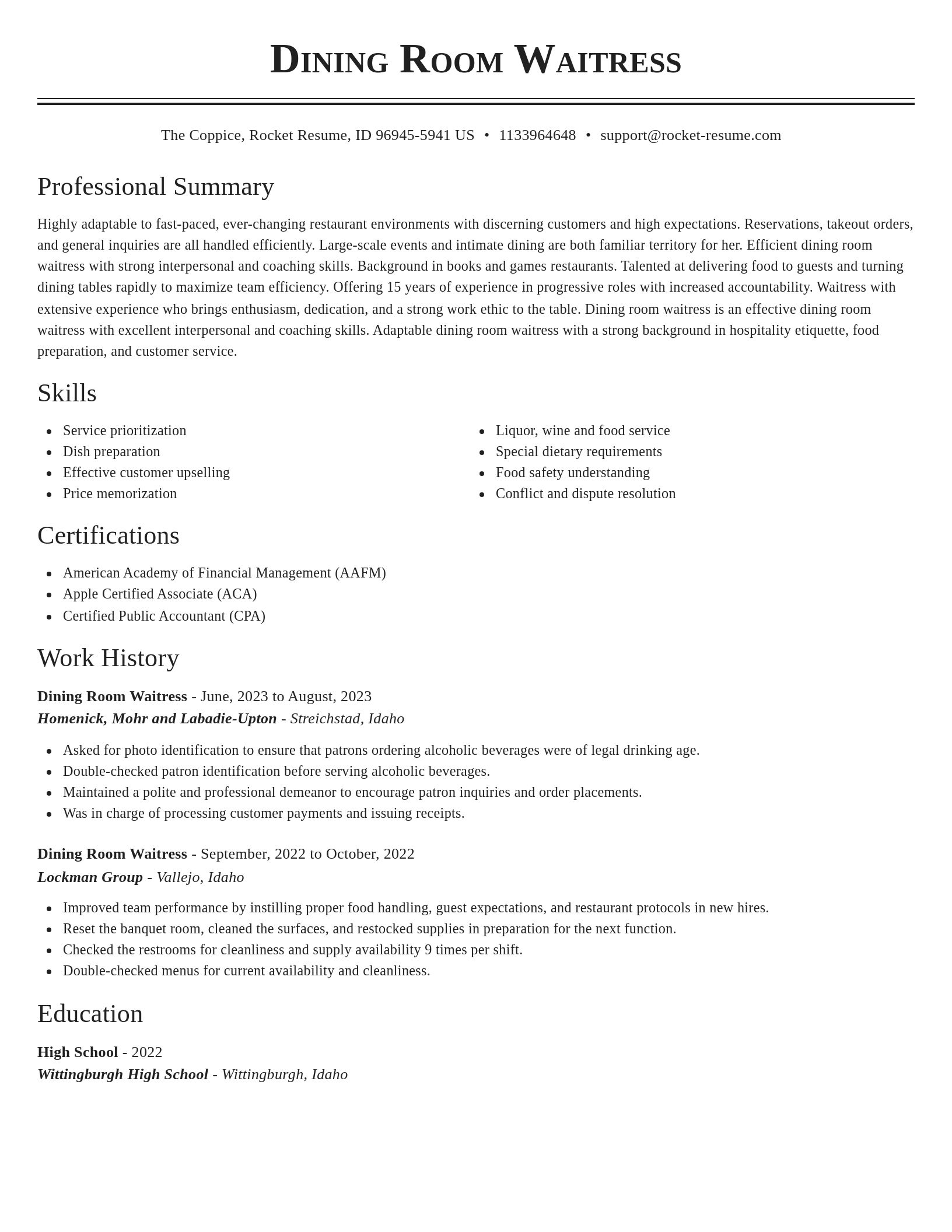 Classic resume template