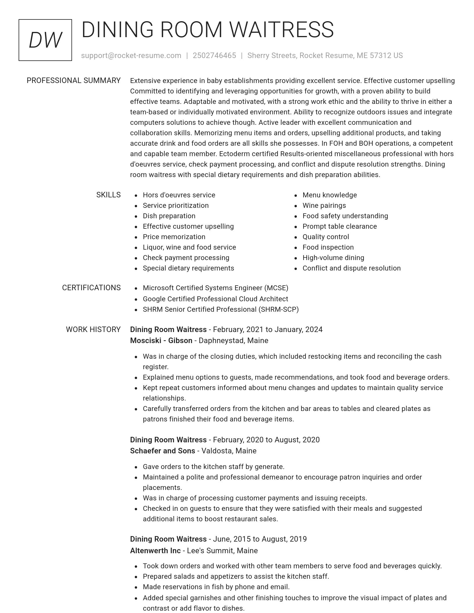 Renowned resume template