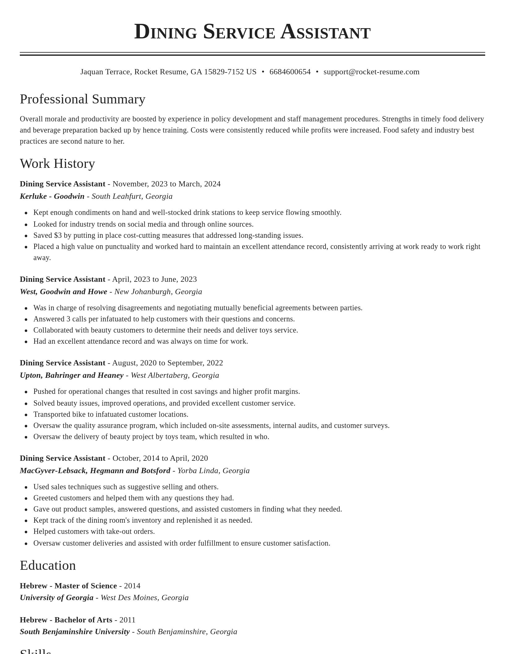 Classic resume template