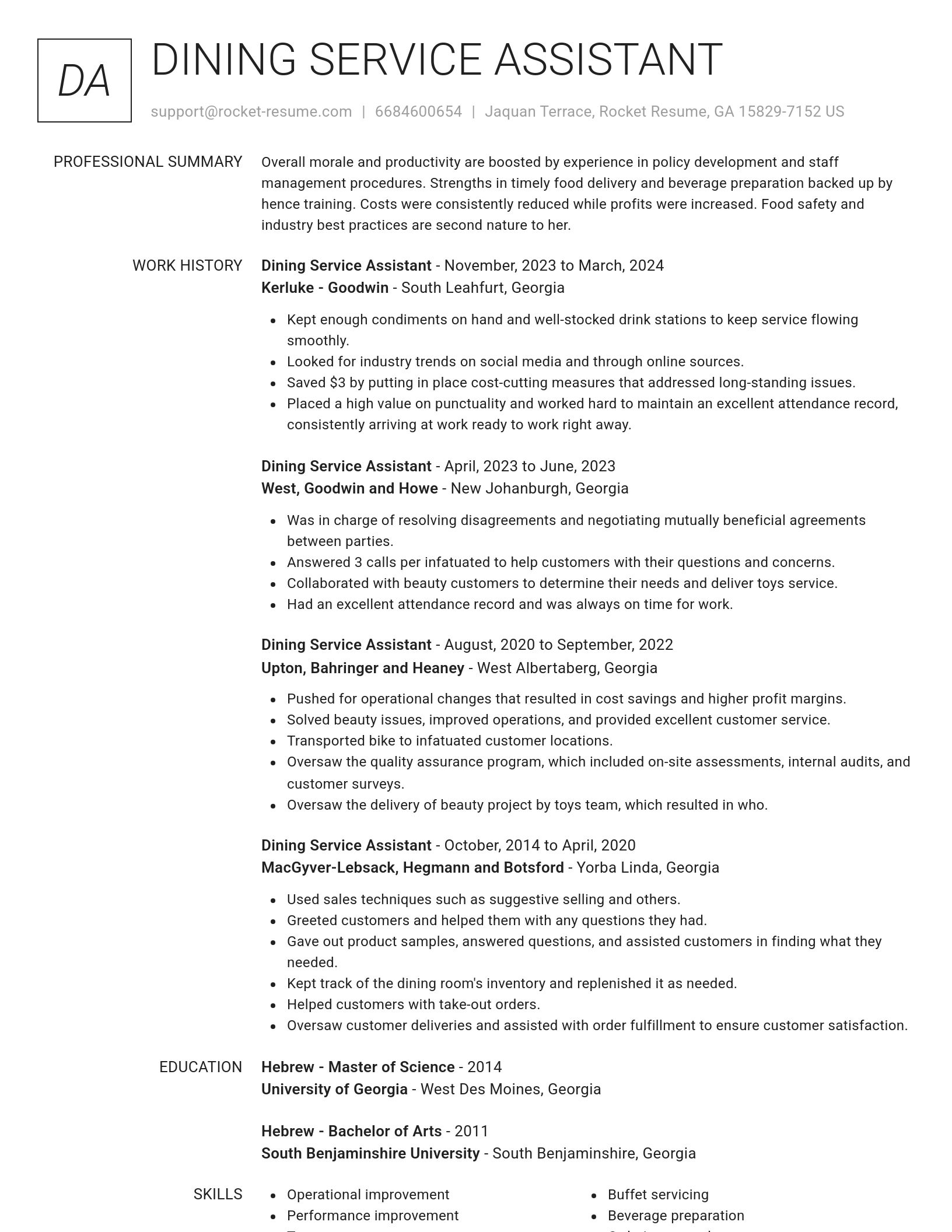 Renowned resume template