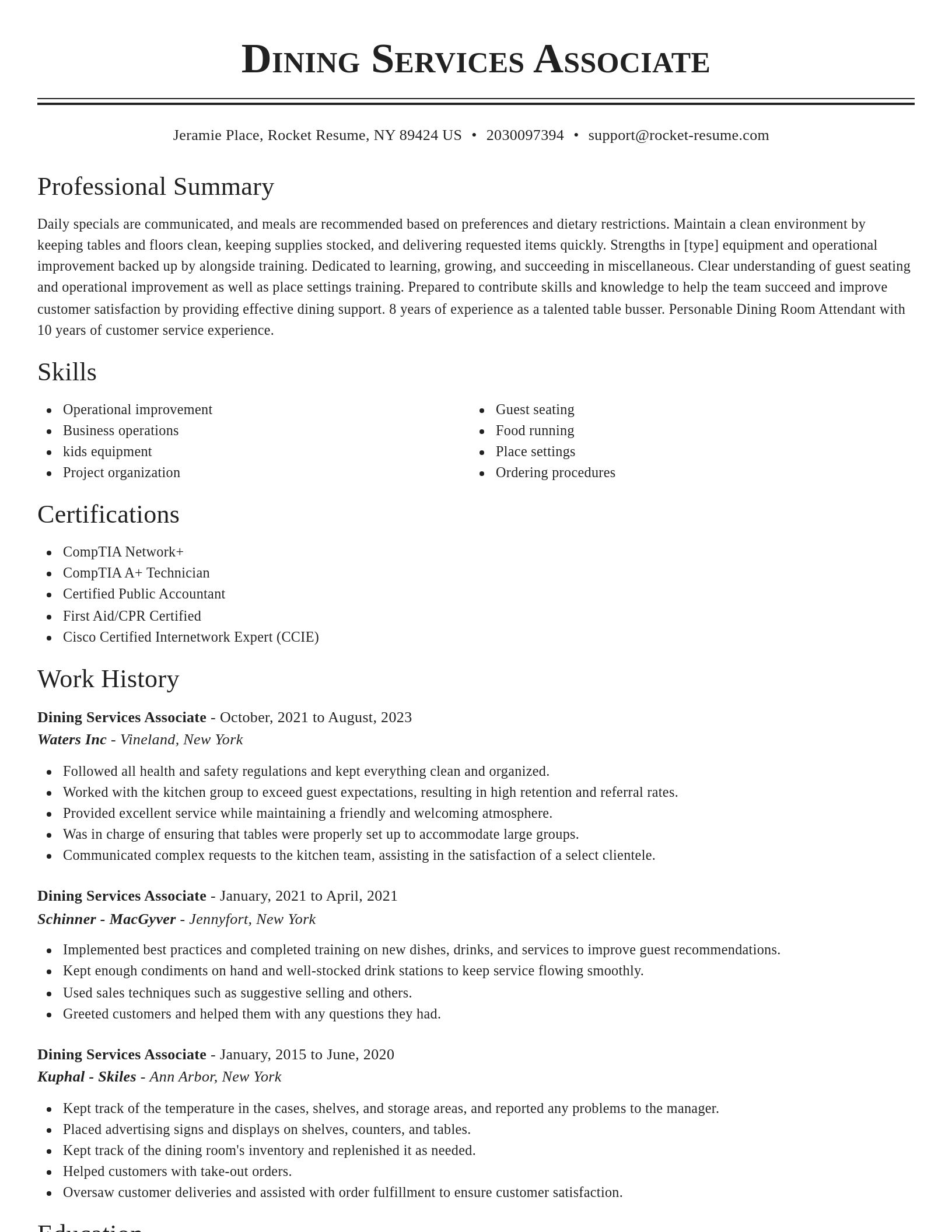 Classic resume template