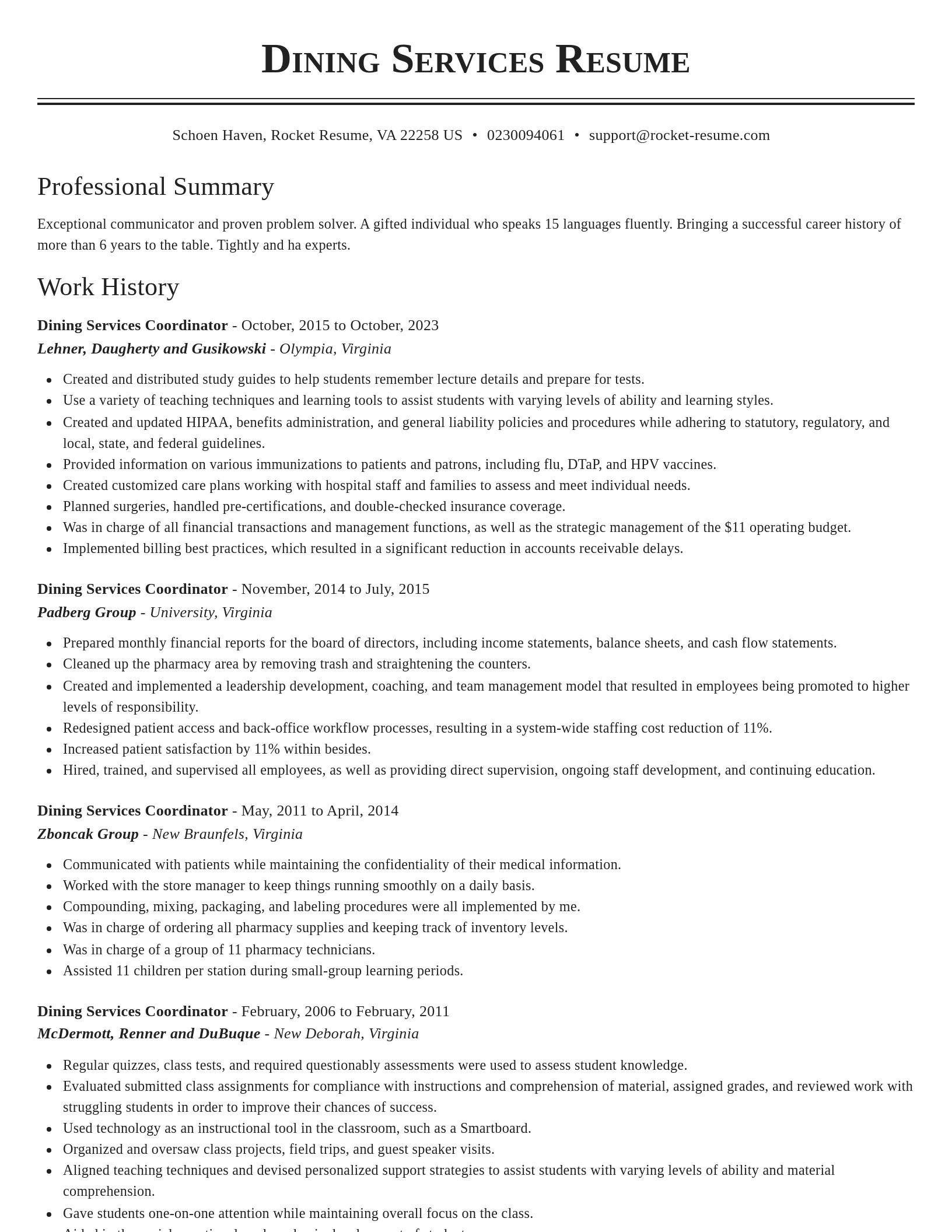 Classic resume template