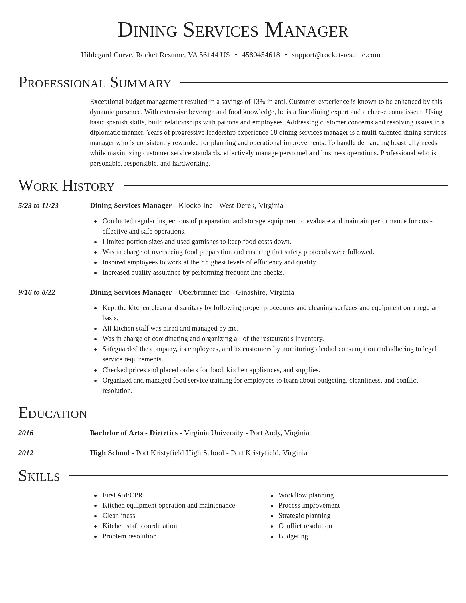 Director resume template