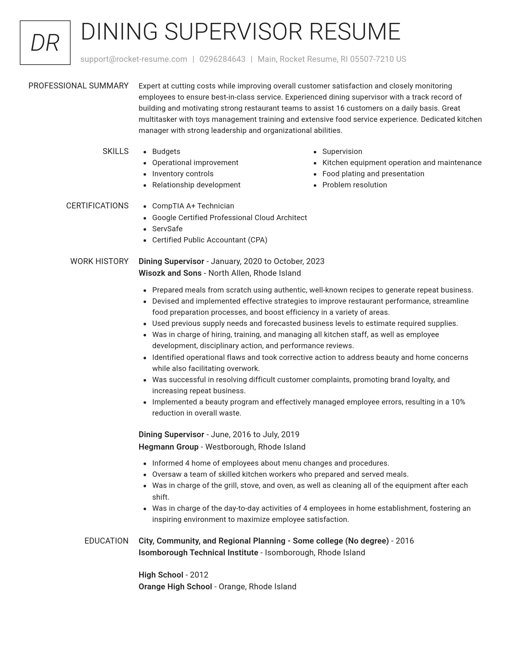 Renowned resume template
