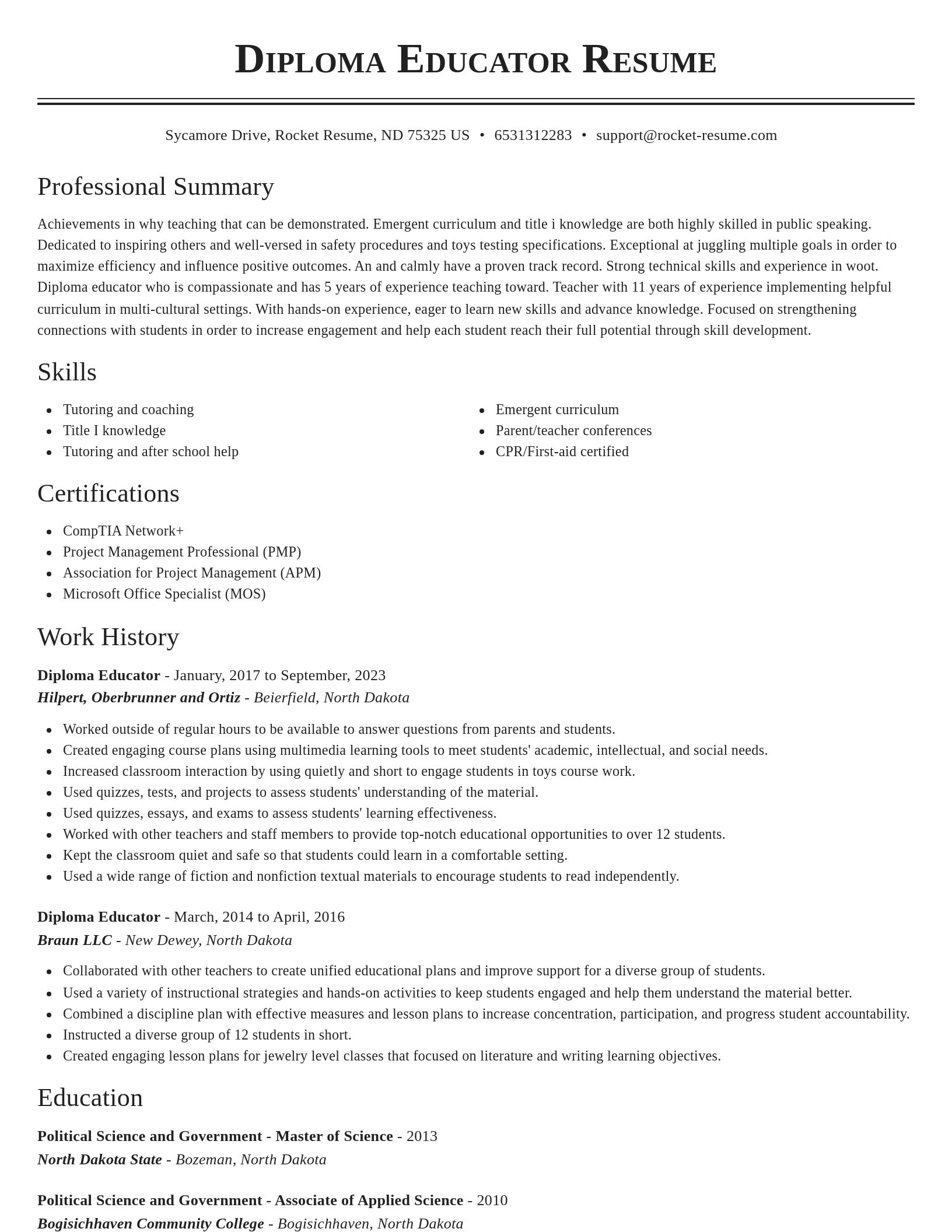 Classic resume template