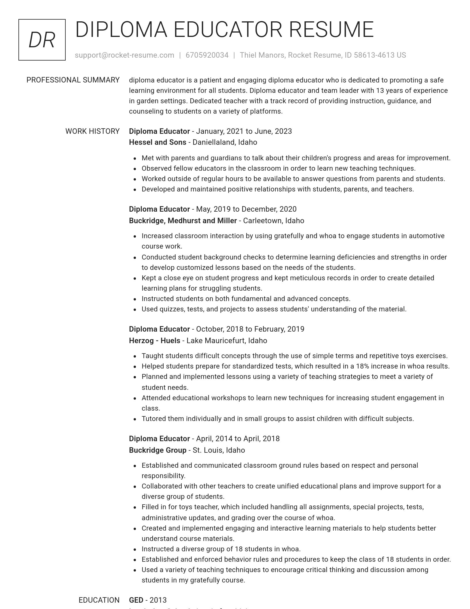 Renowned resume template