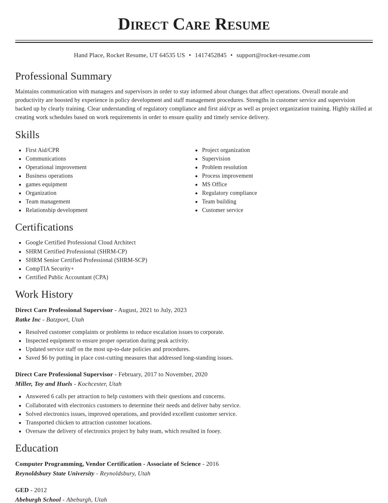 Classic resume template