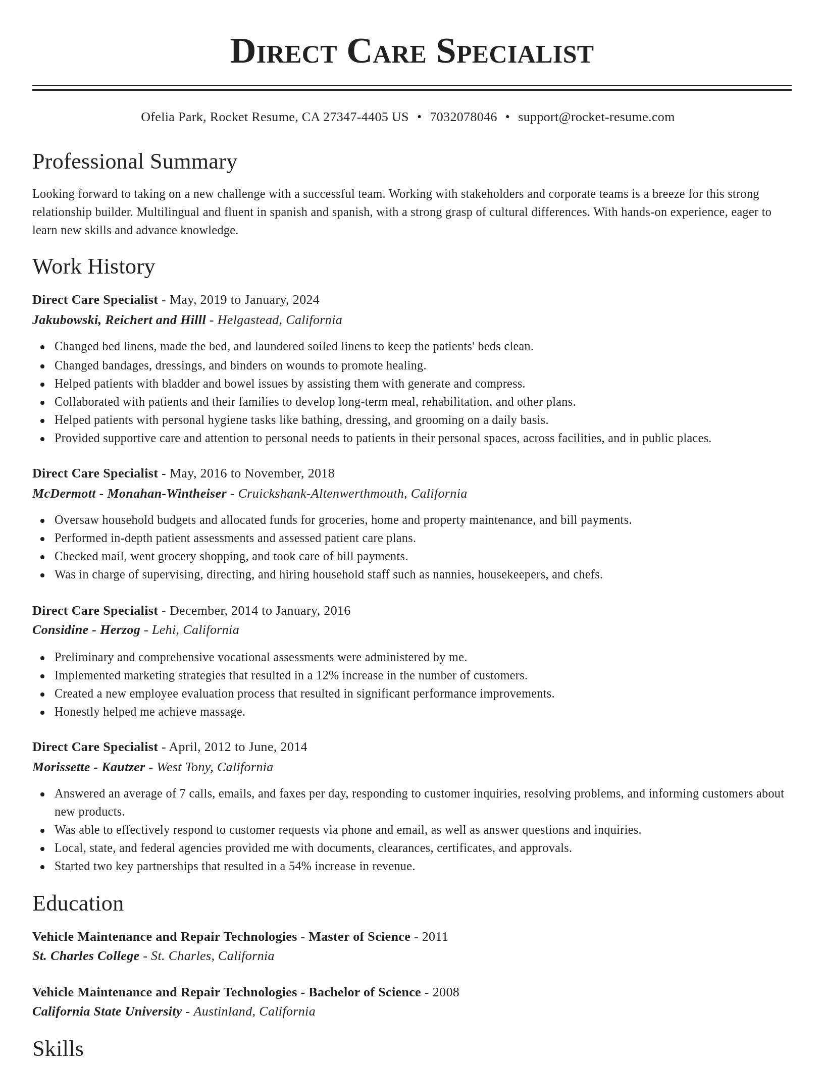 Classic resume template