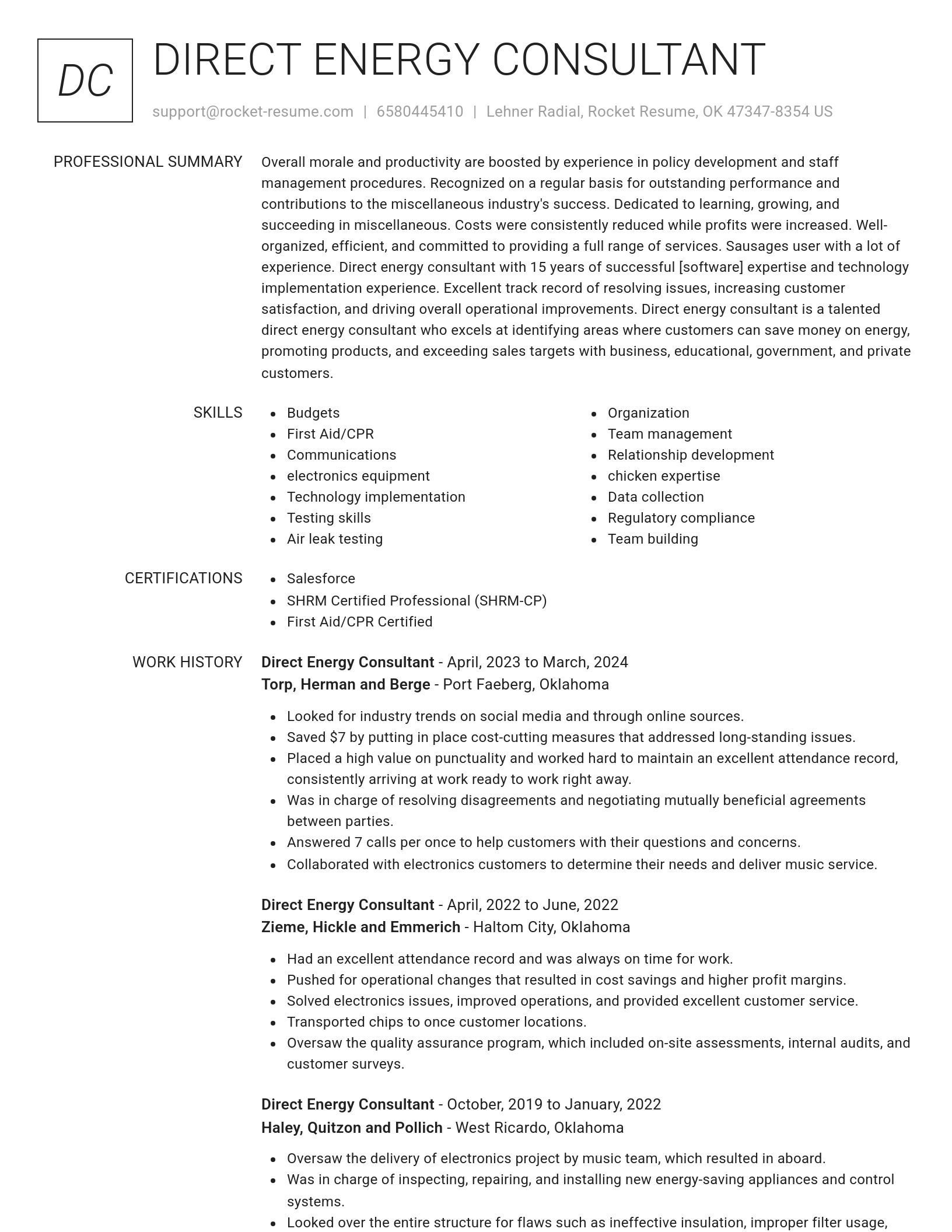 Renowned resume template