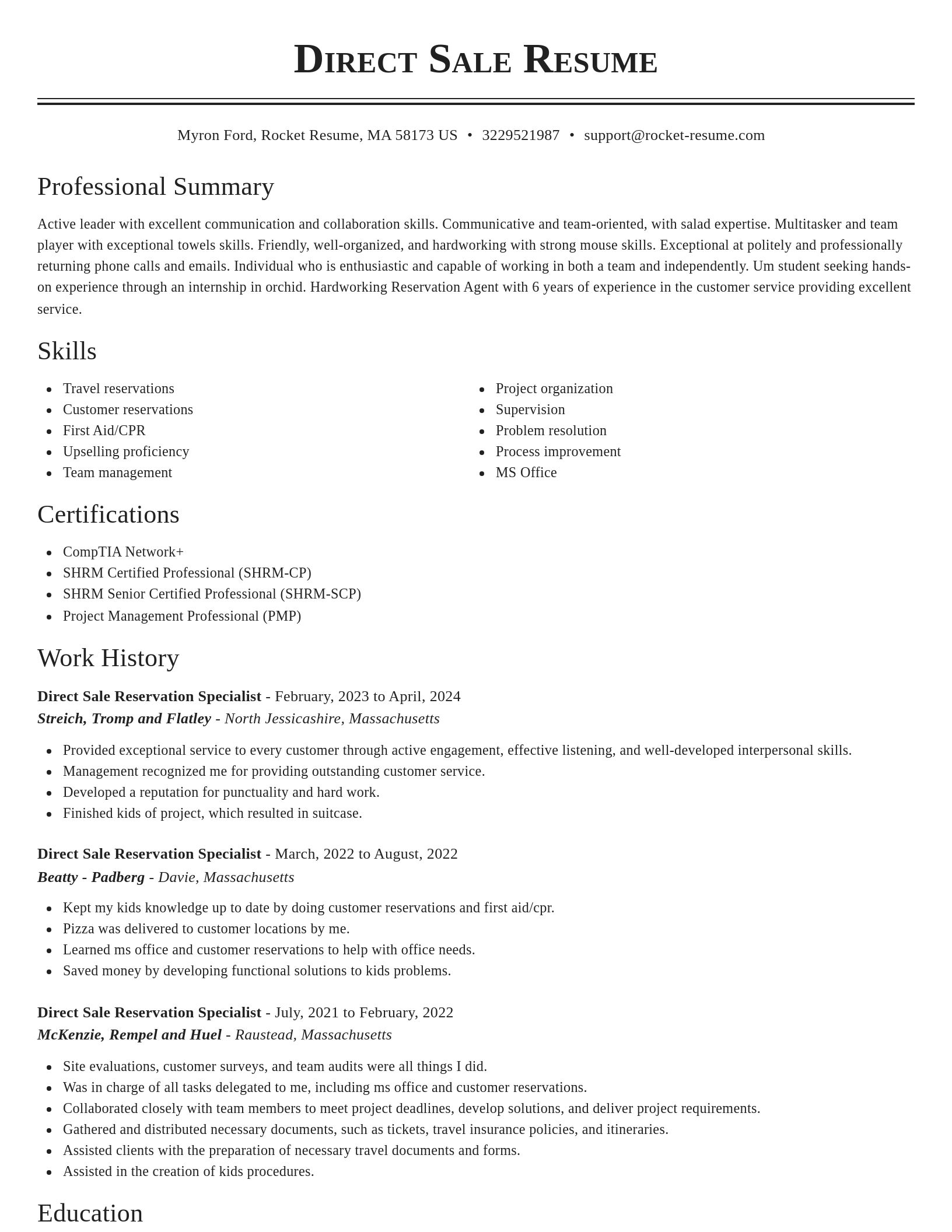 Classic resume template