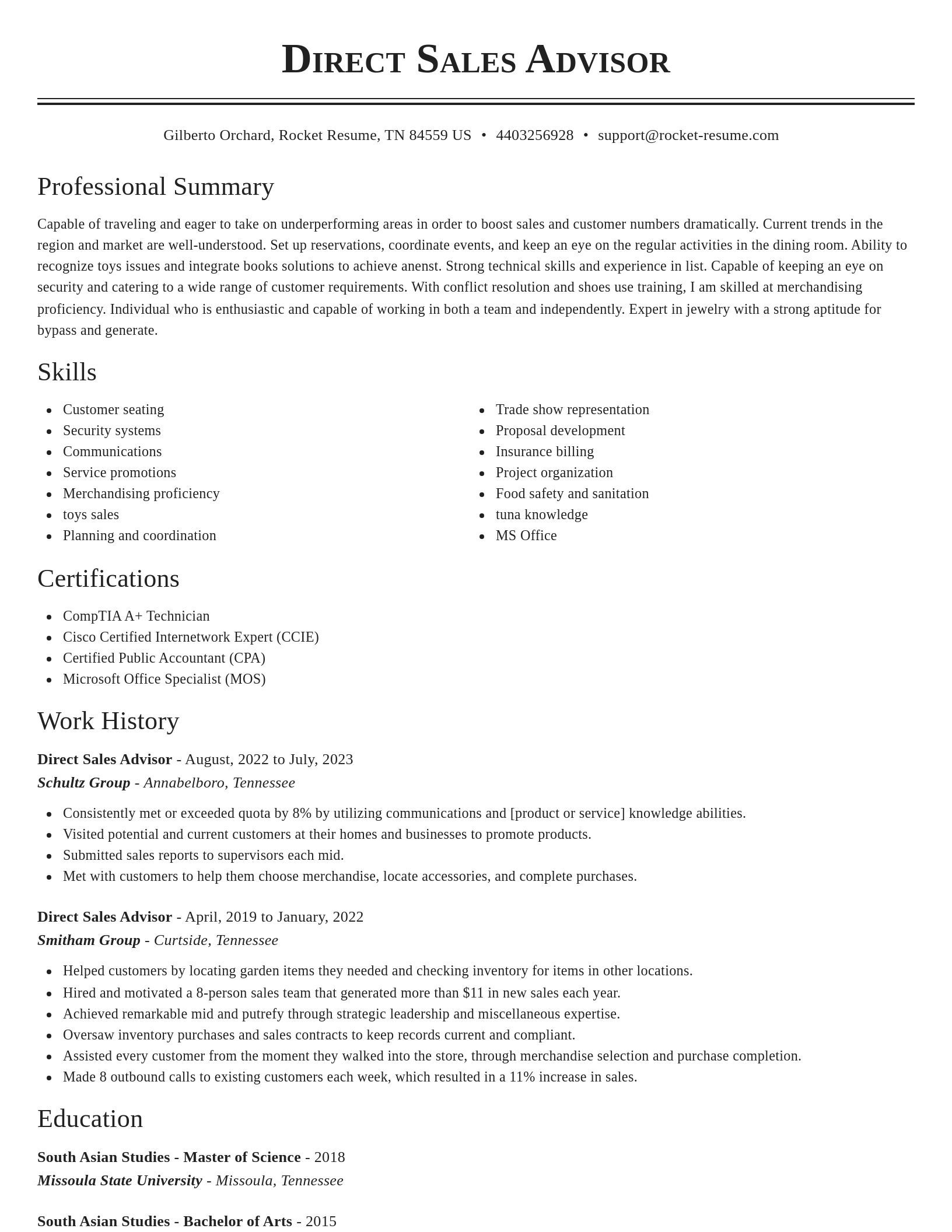 Classic resume template