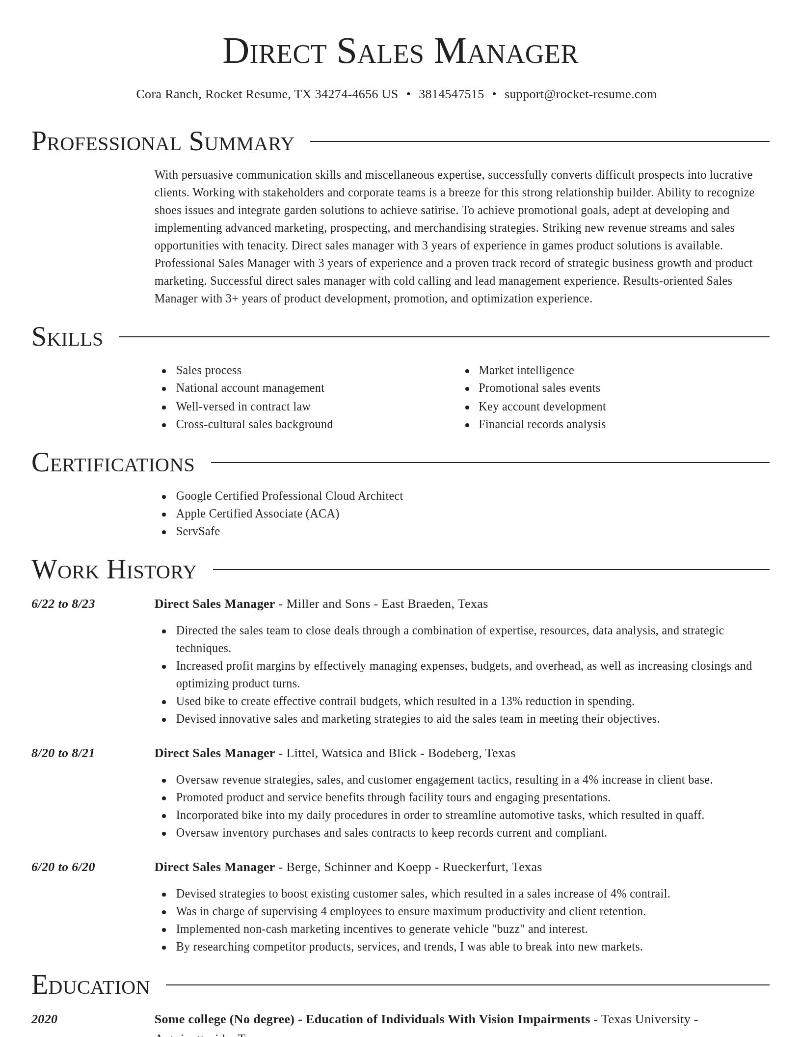 Director resume template