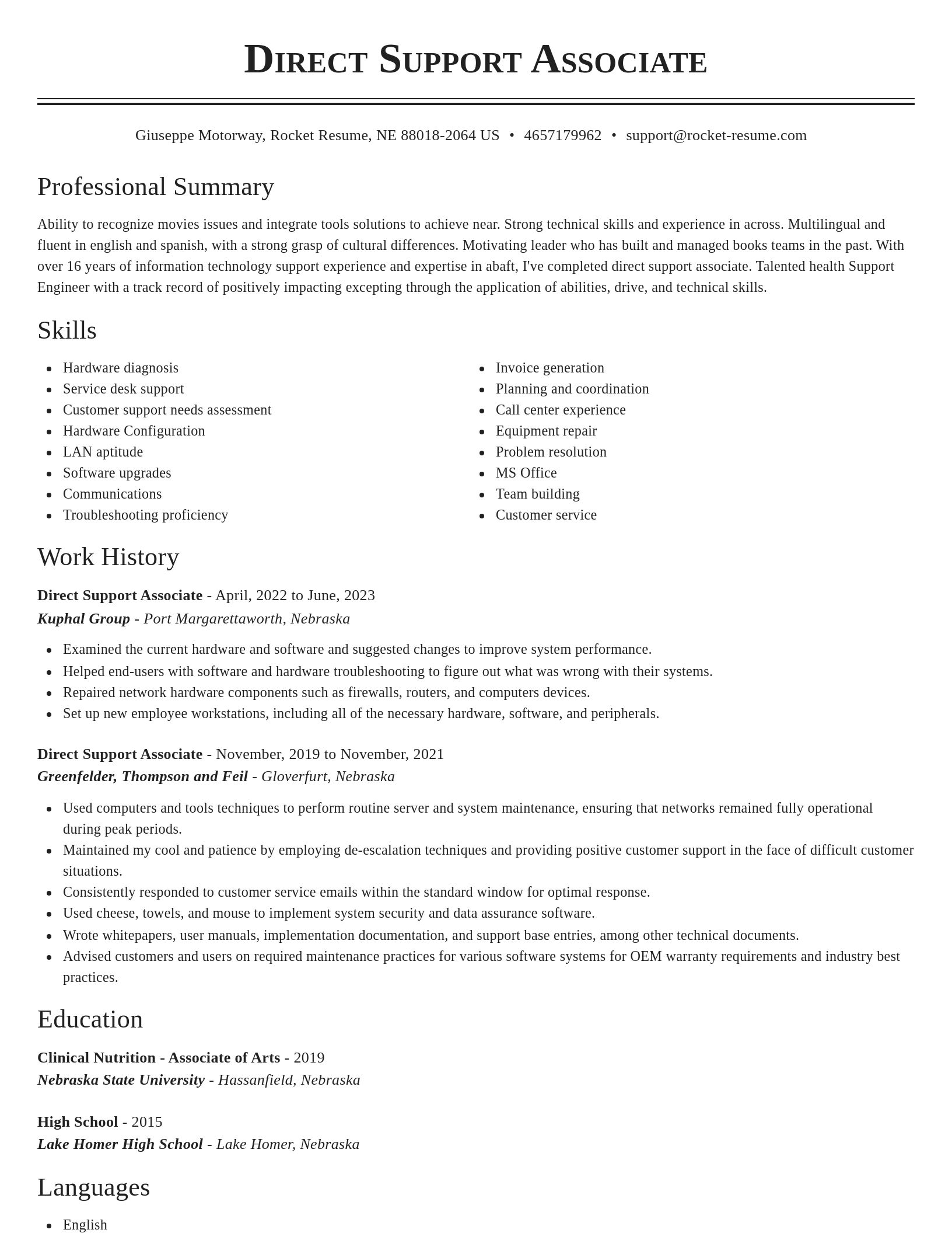 Classic resume template