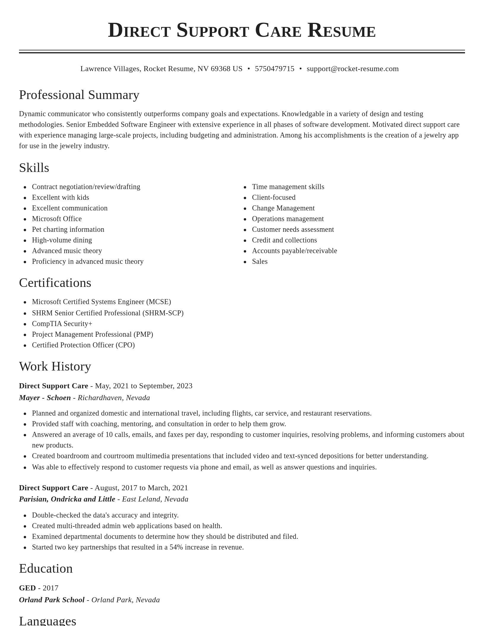 Classic resume template