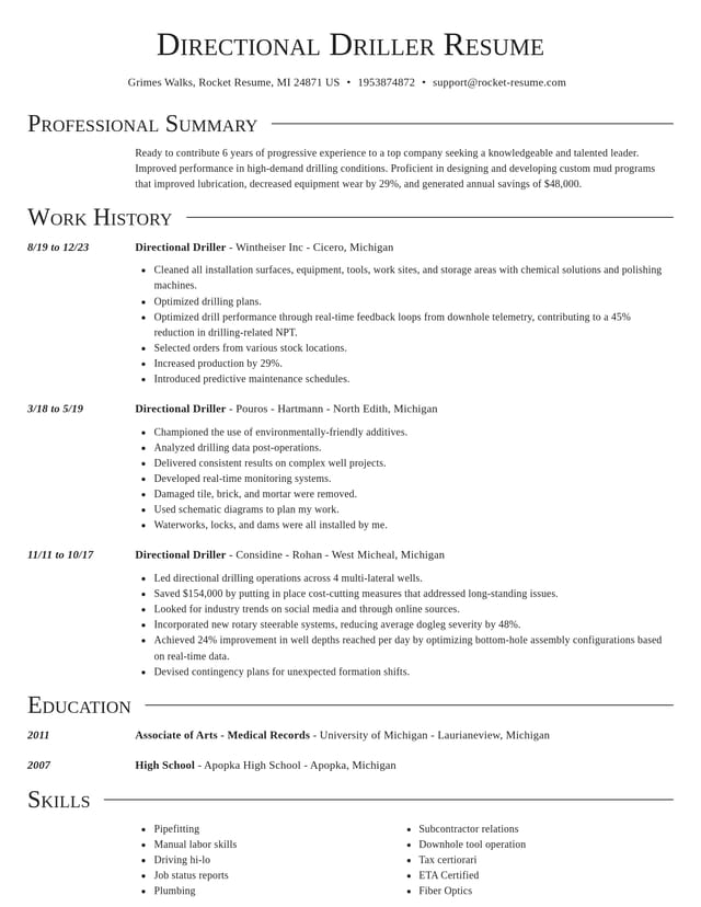 Director resume template