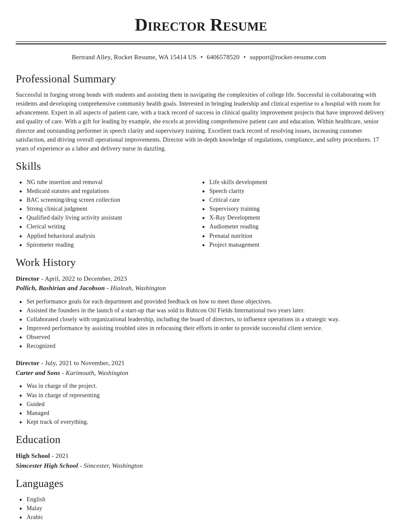 Classic resume template
