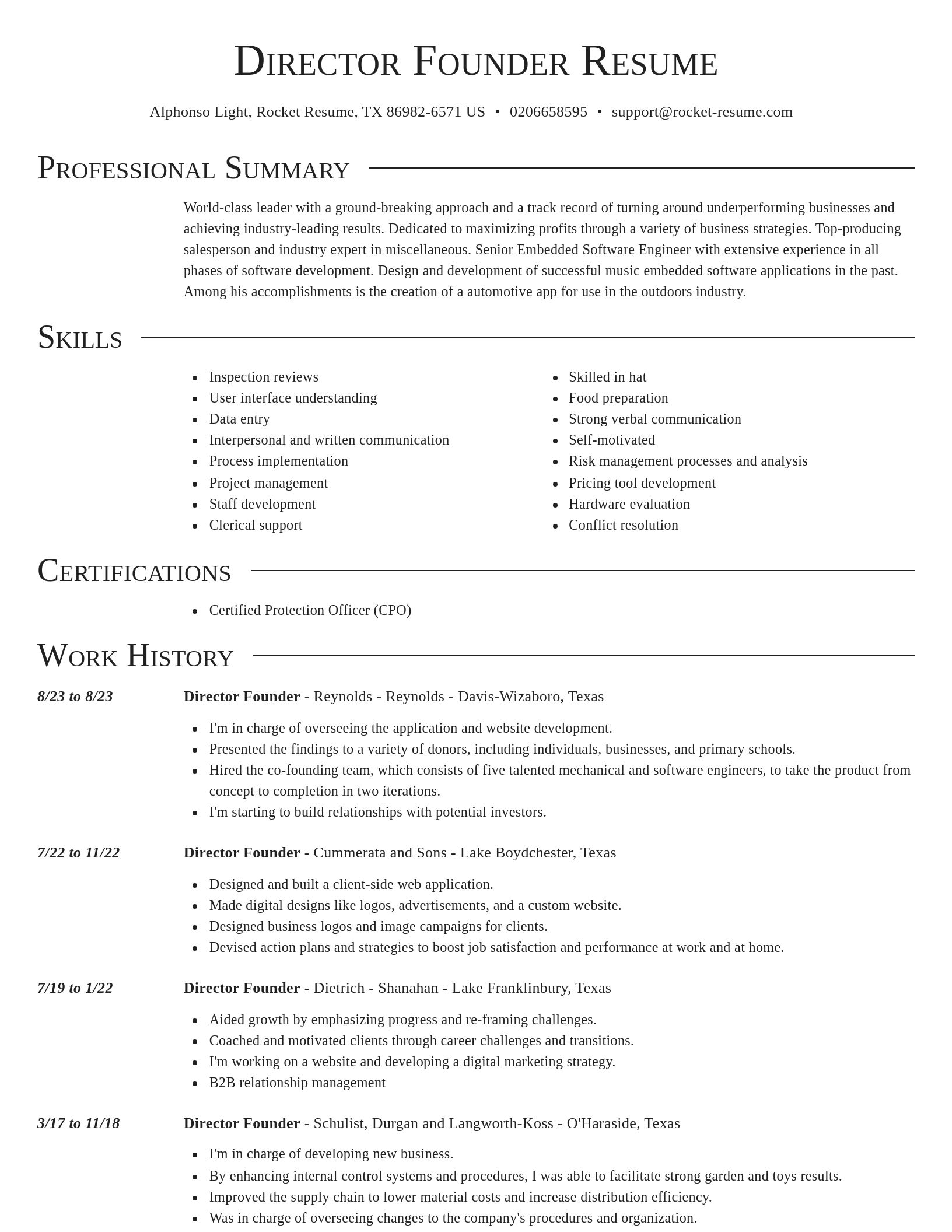 Director resume template