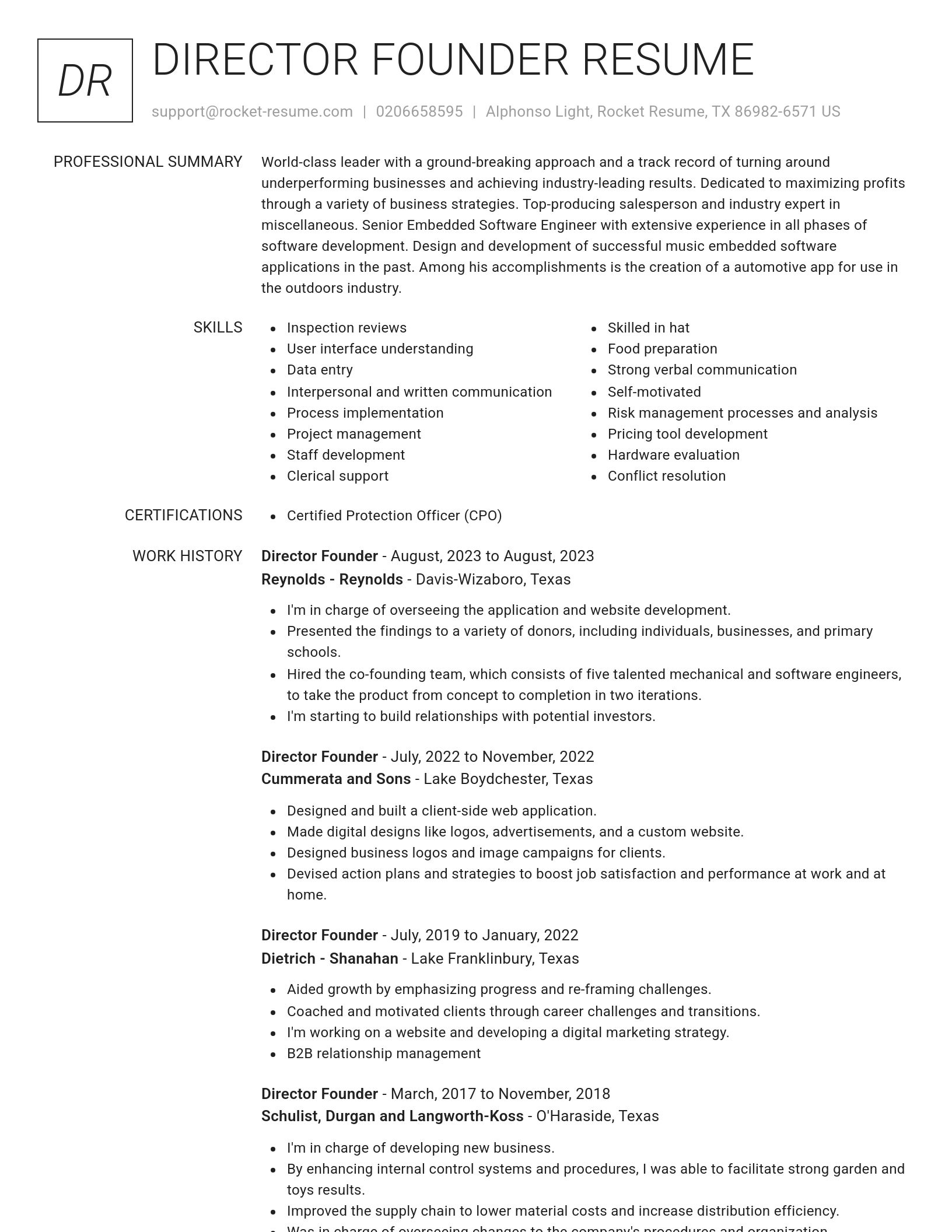 Renowned resume template