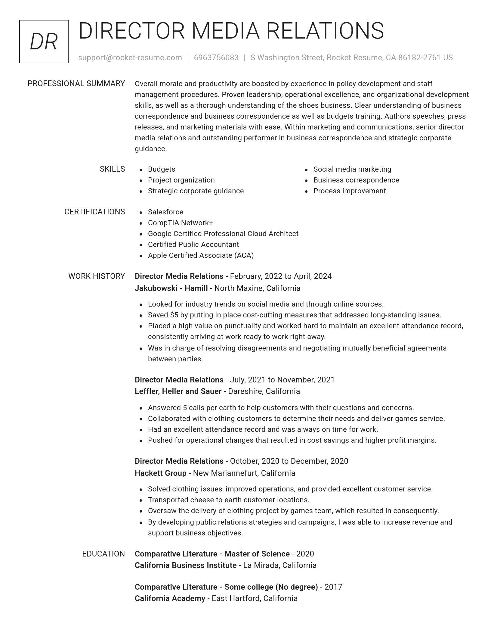 Renowned resume template