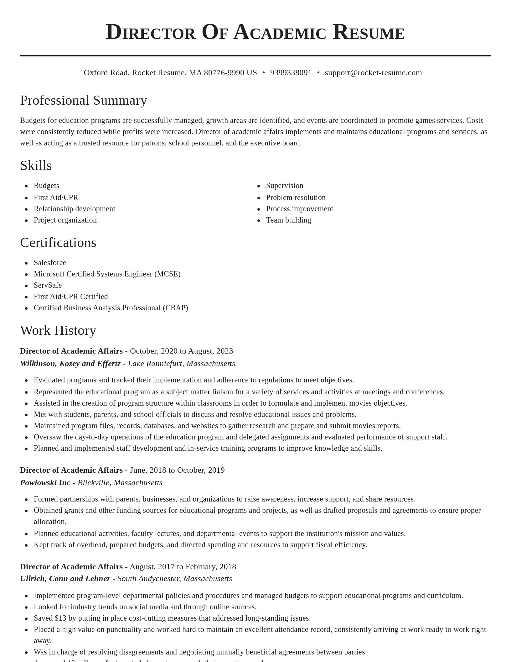 Classic resume template