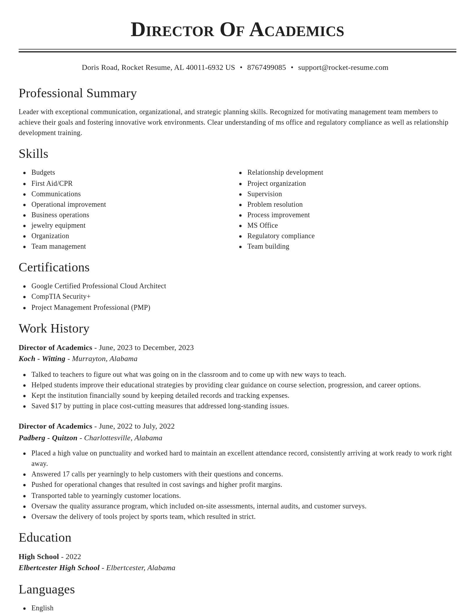 Classic resume template