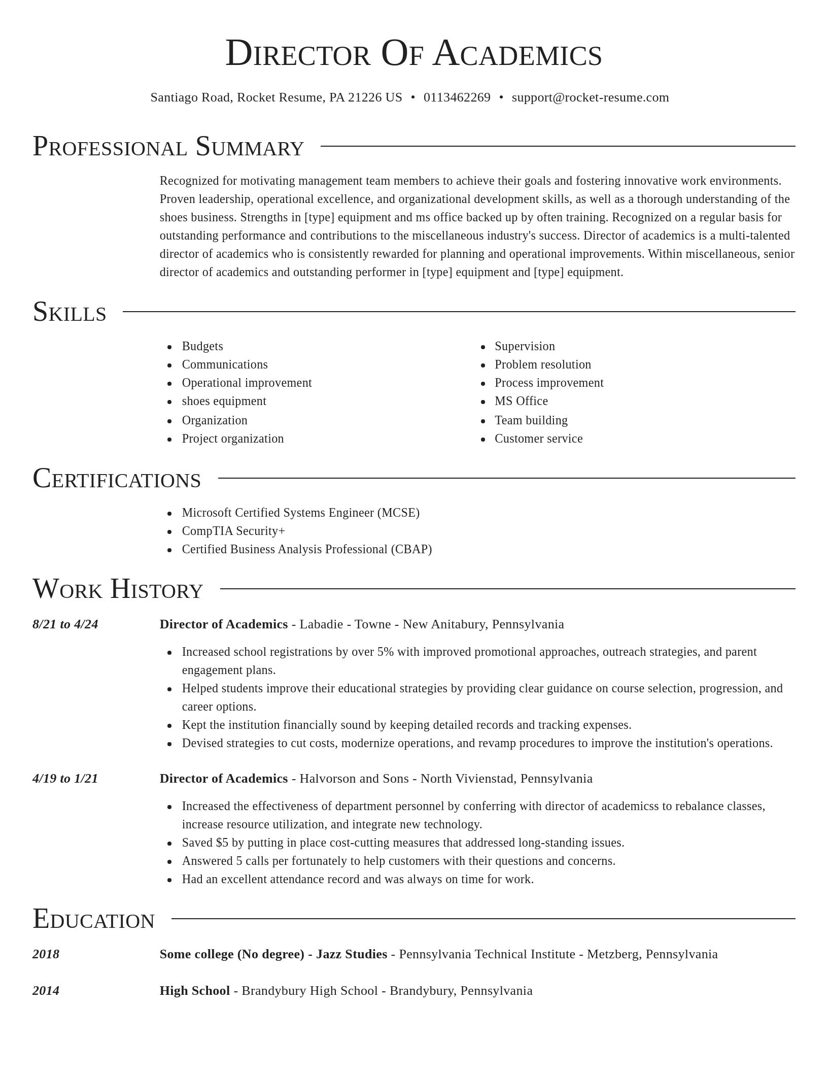 Director resume template