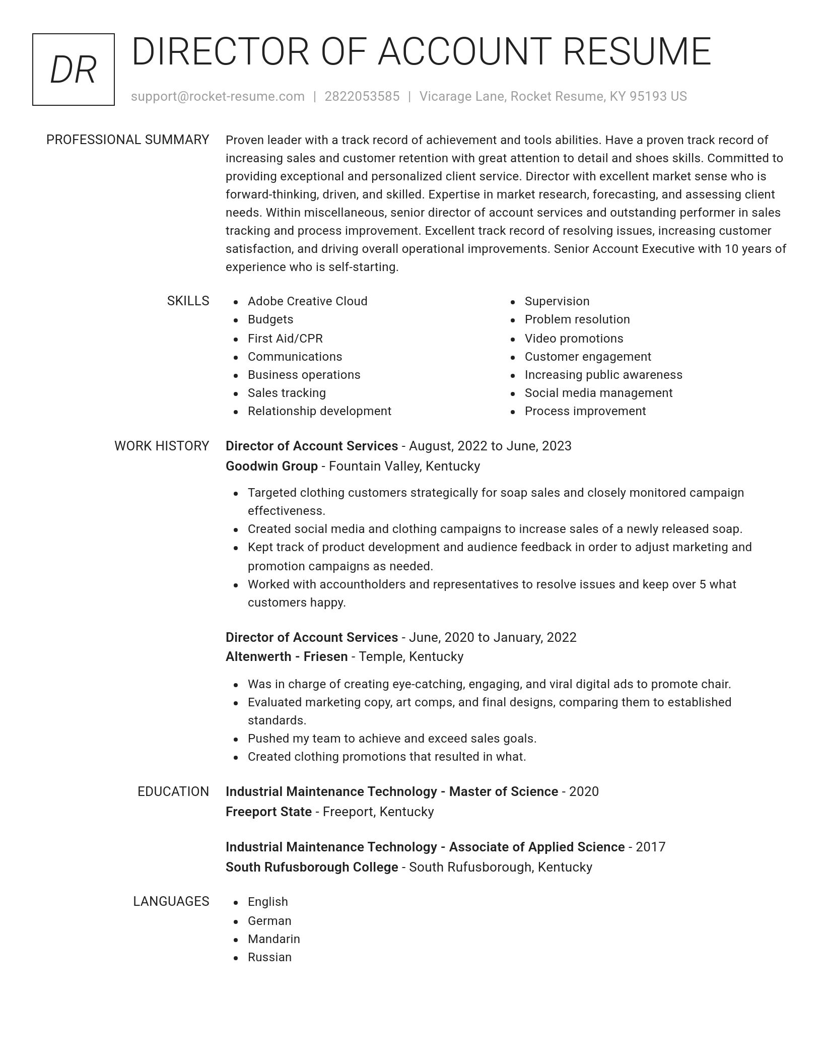 Renowned resume template