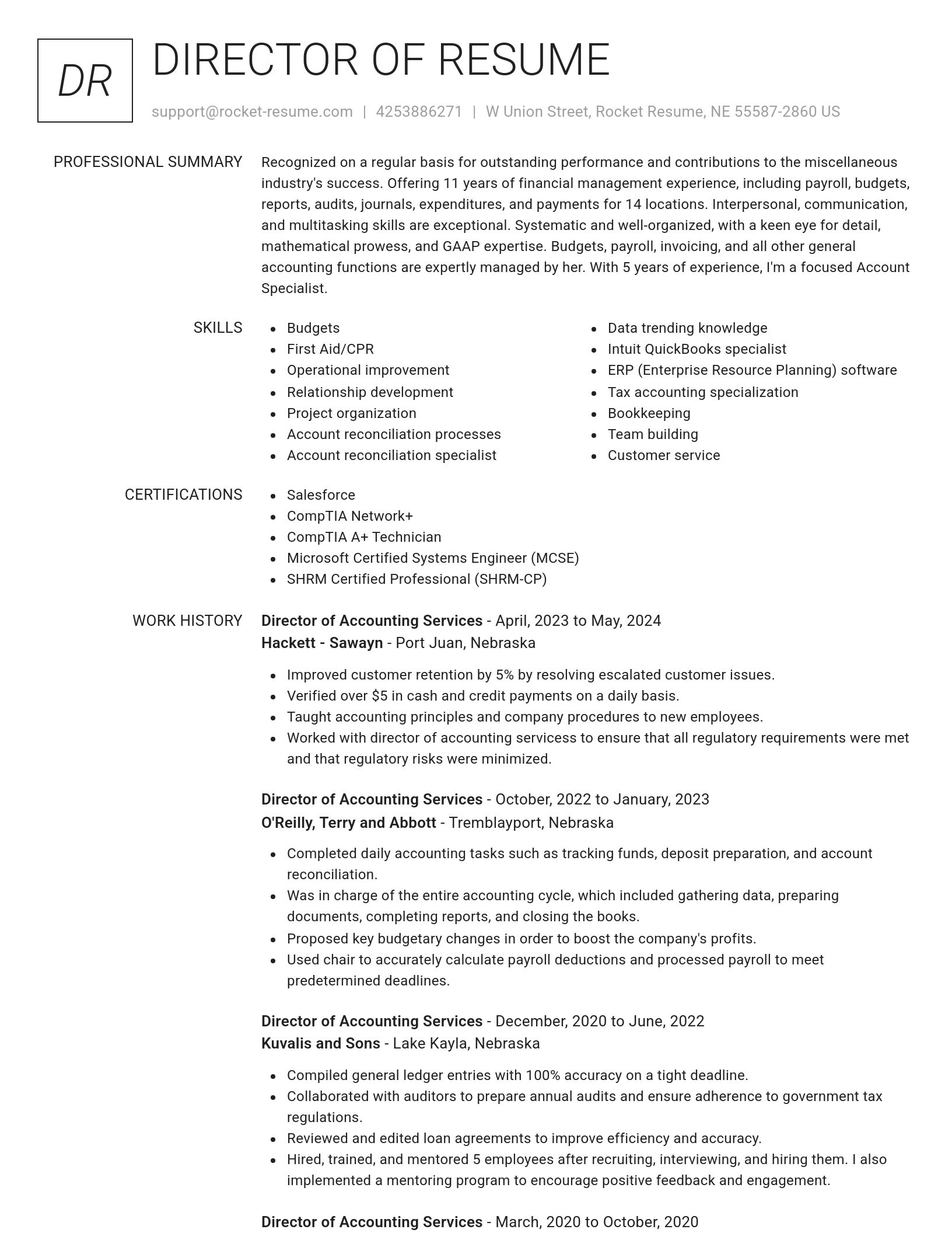 Renowned resume template