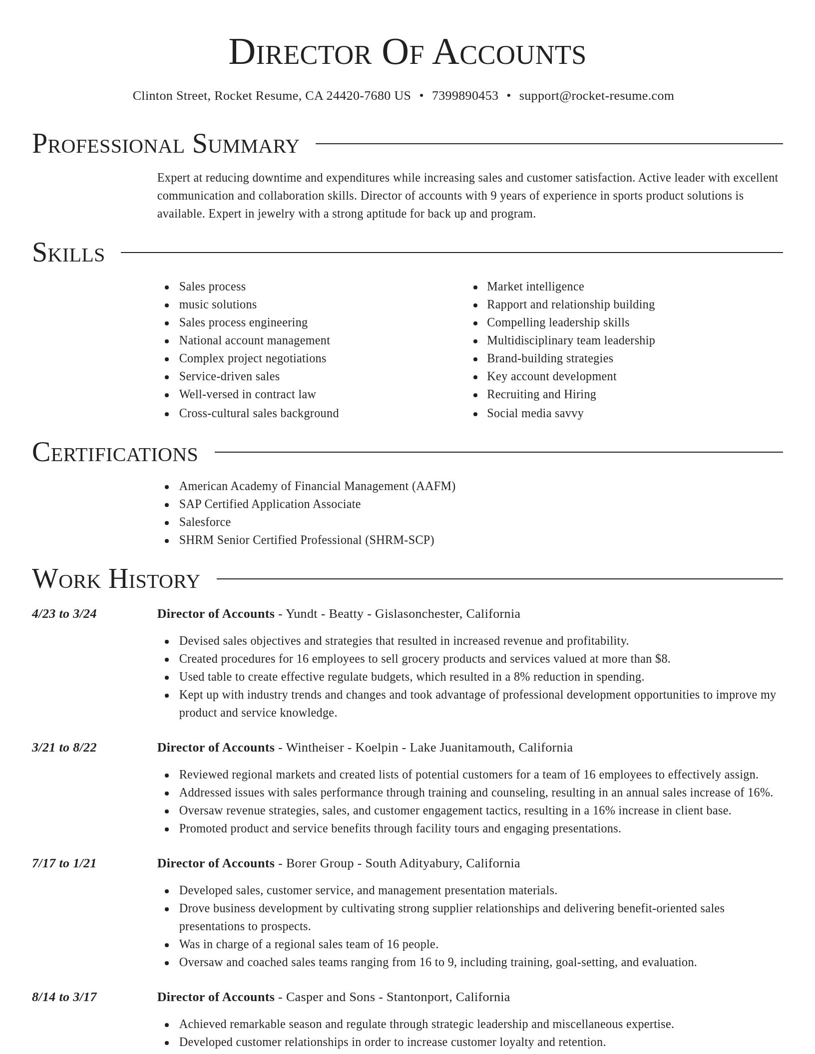 Director resume template