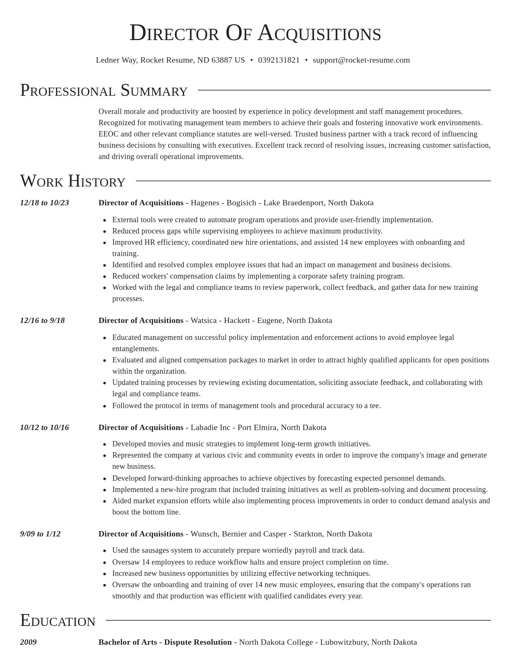 Director resume template
