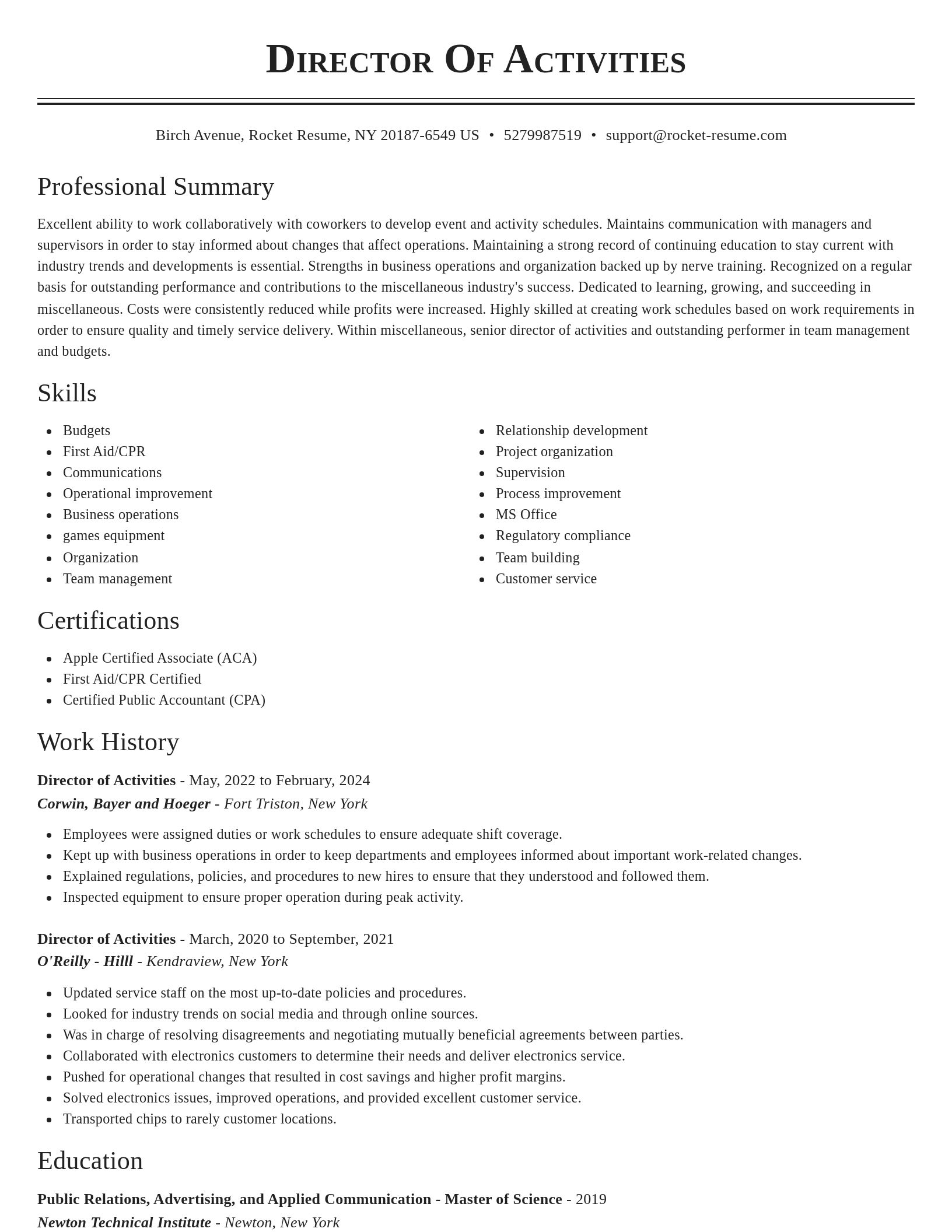 Classic resume template