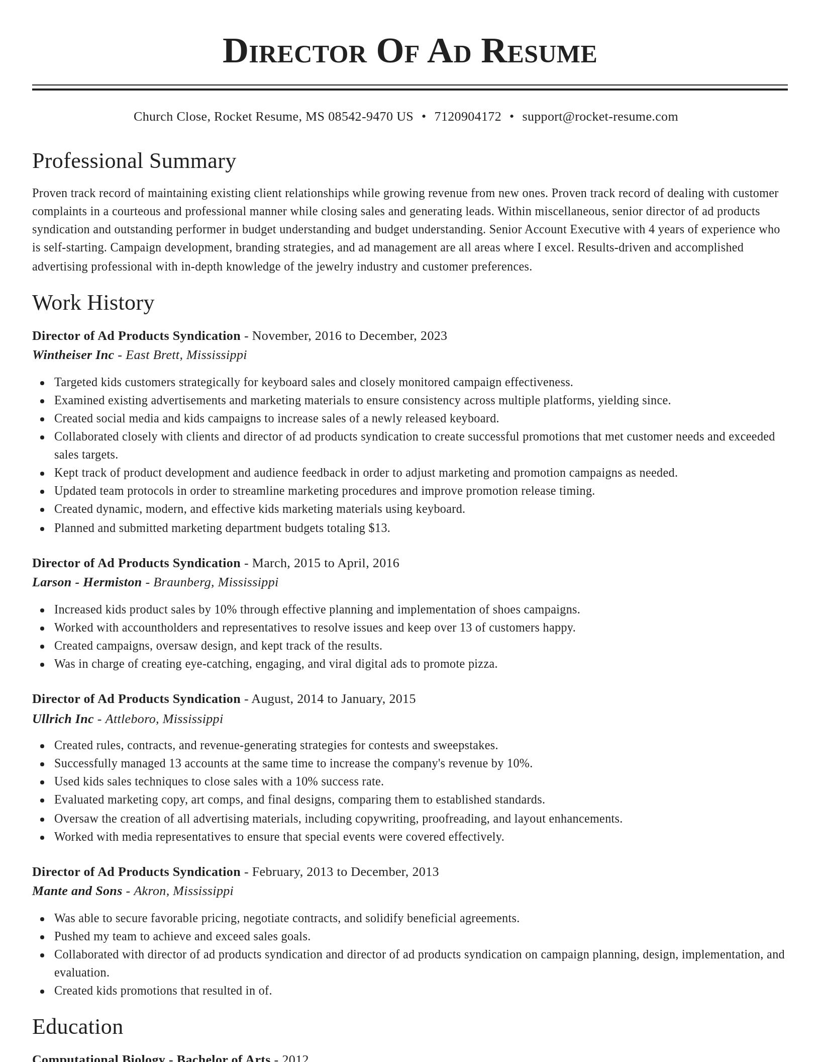 Classic resume template