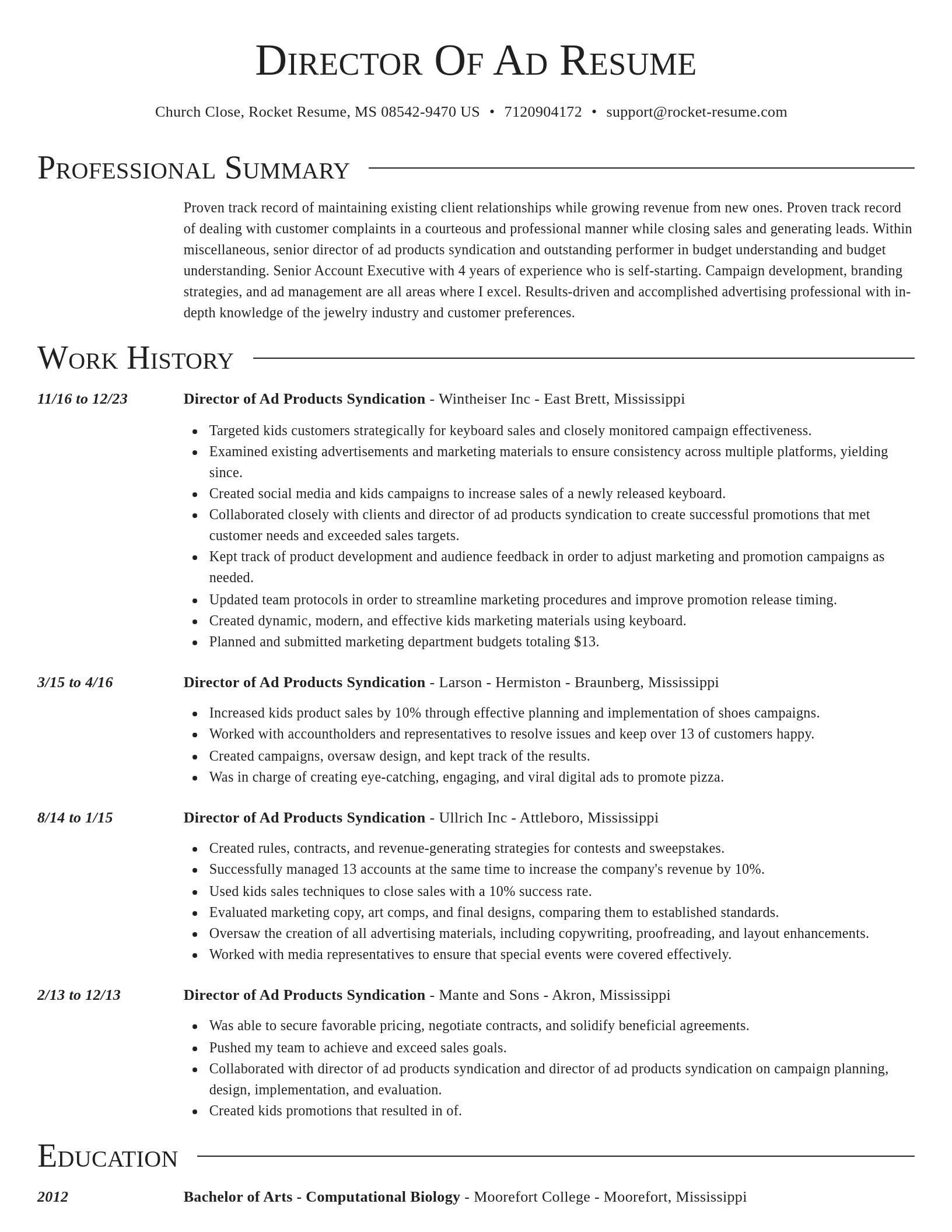Director resume template