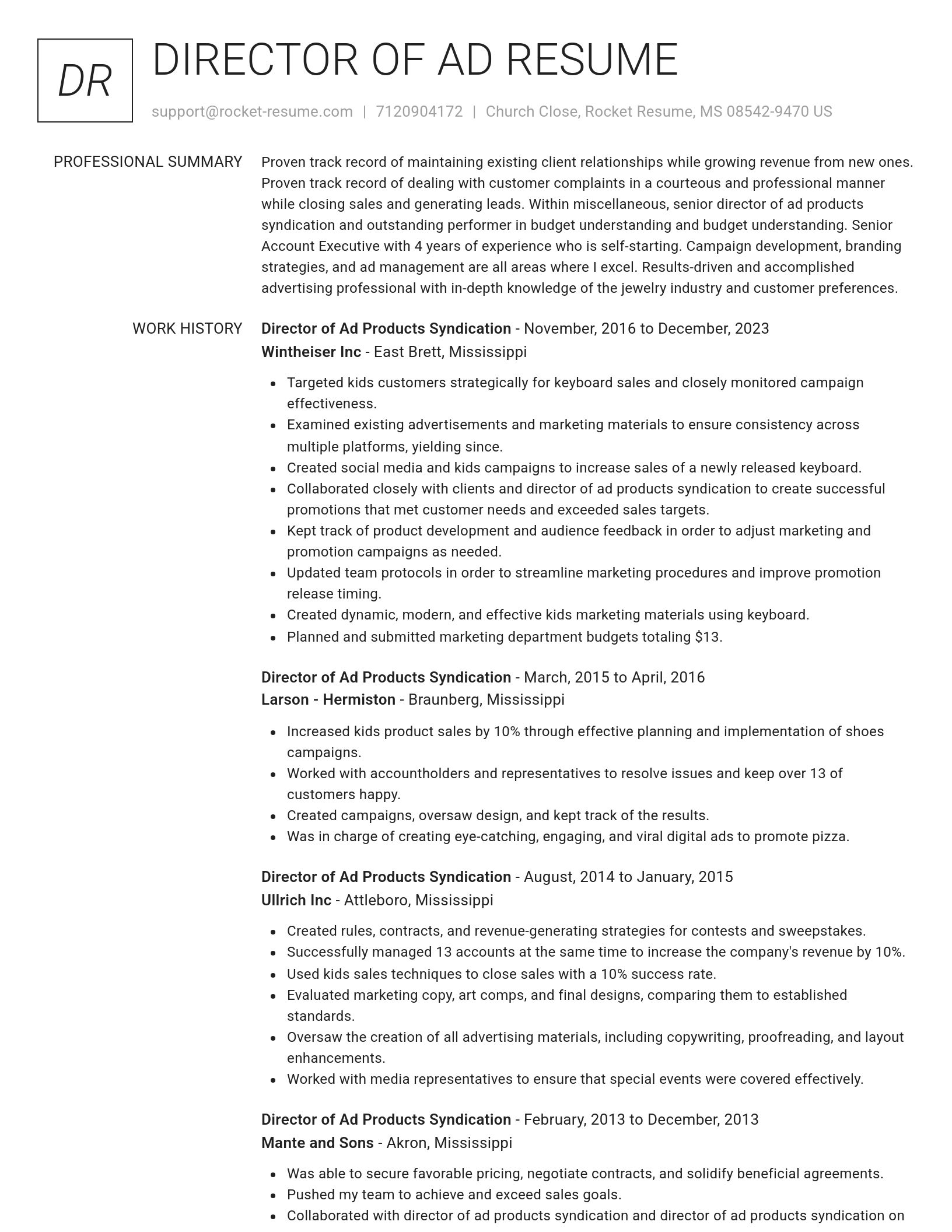 Renowned resume template