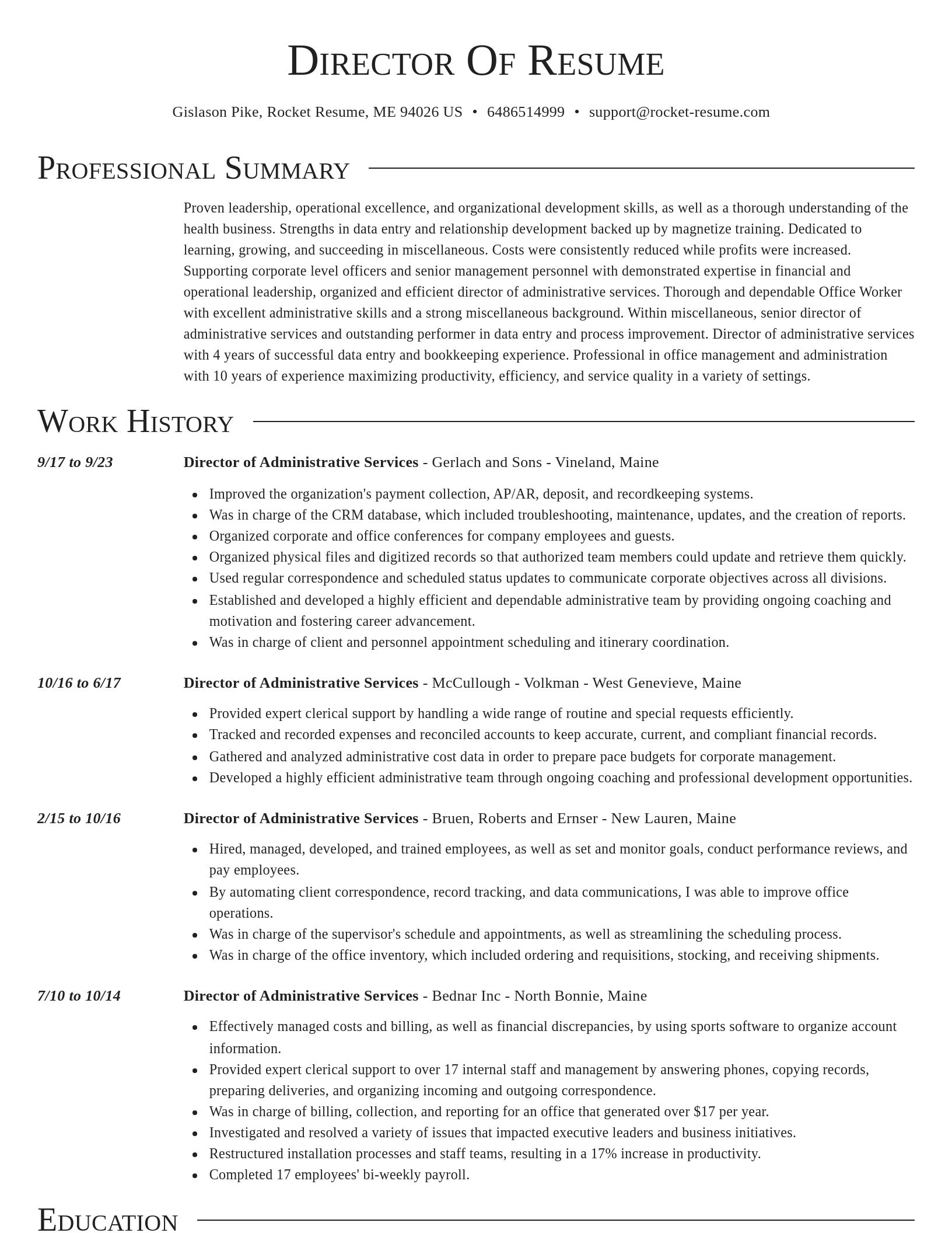 Director resume template