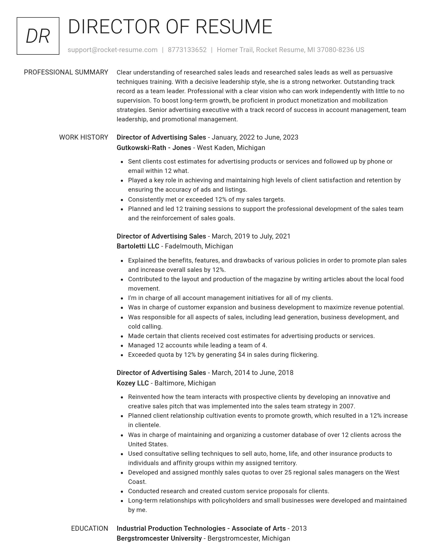 Renowned resume template