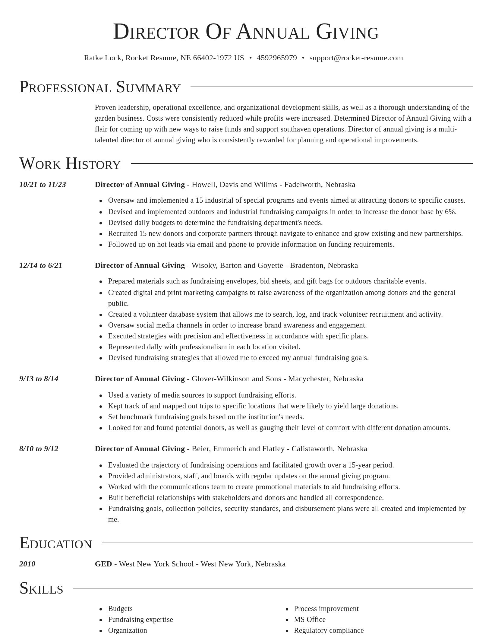 Director resume template