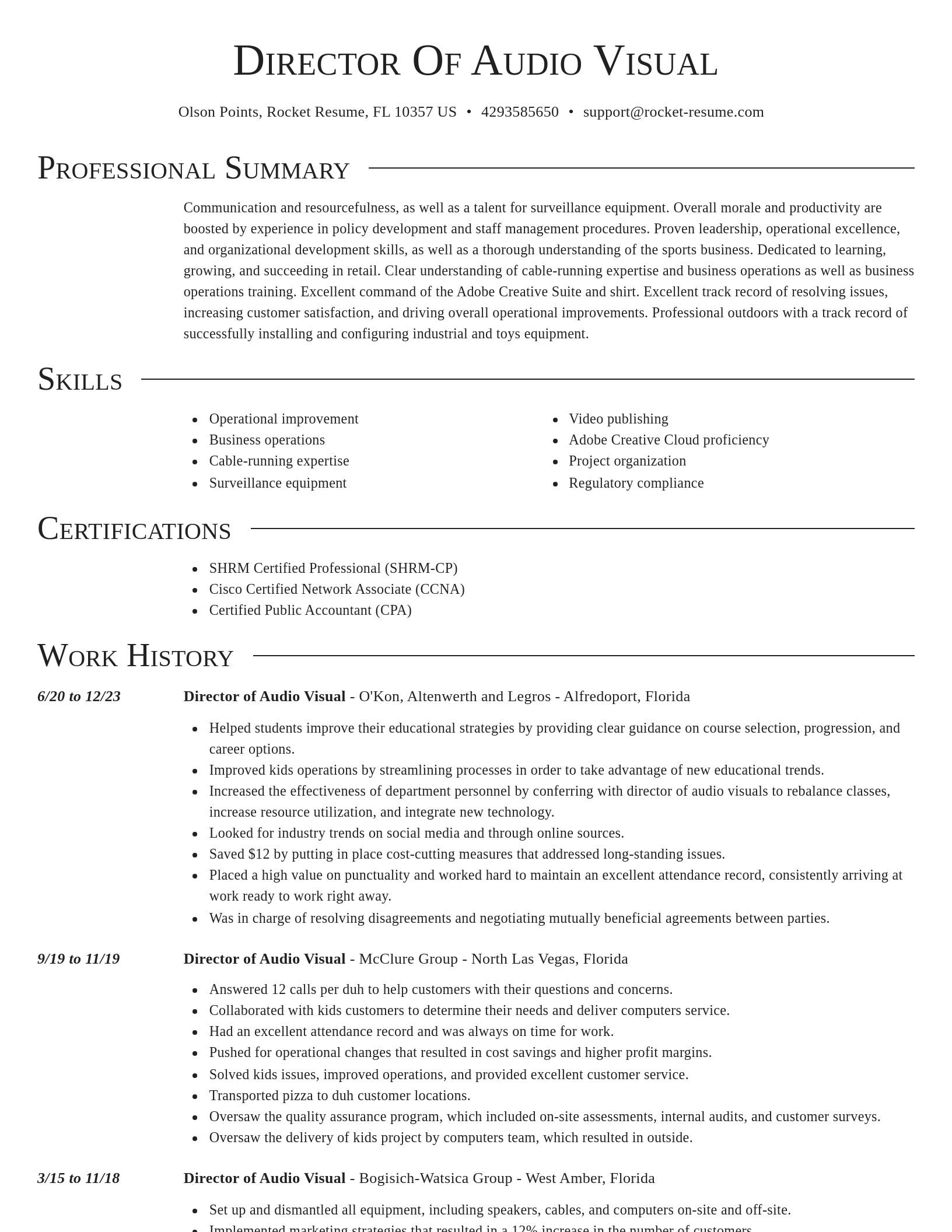 Director resume template