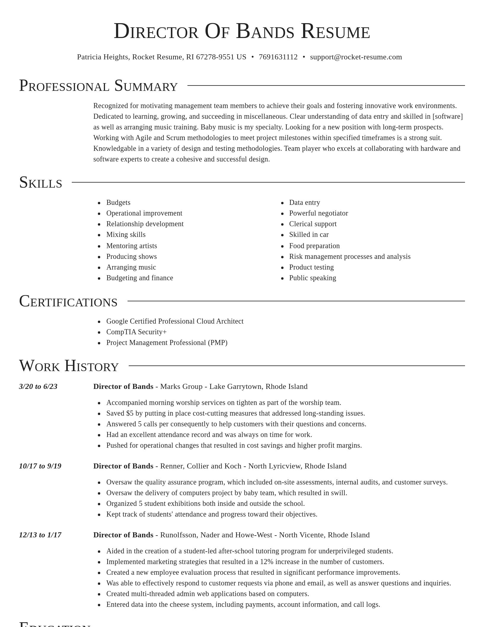 Director resume template