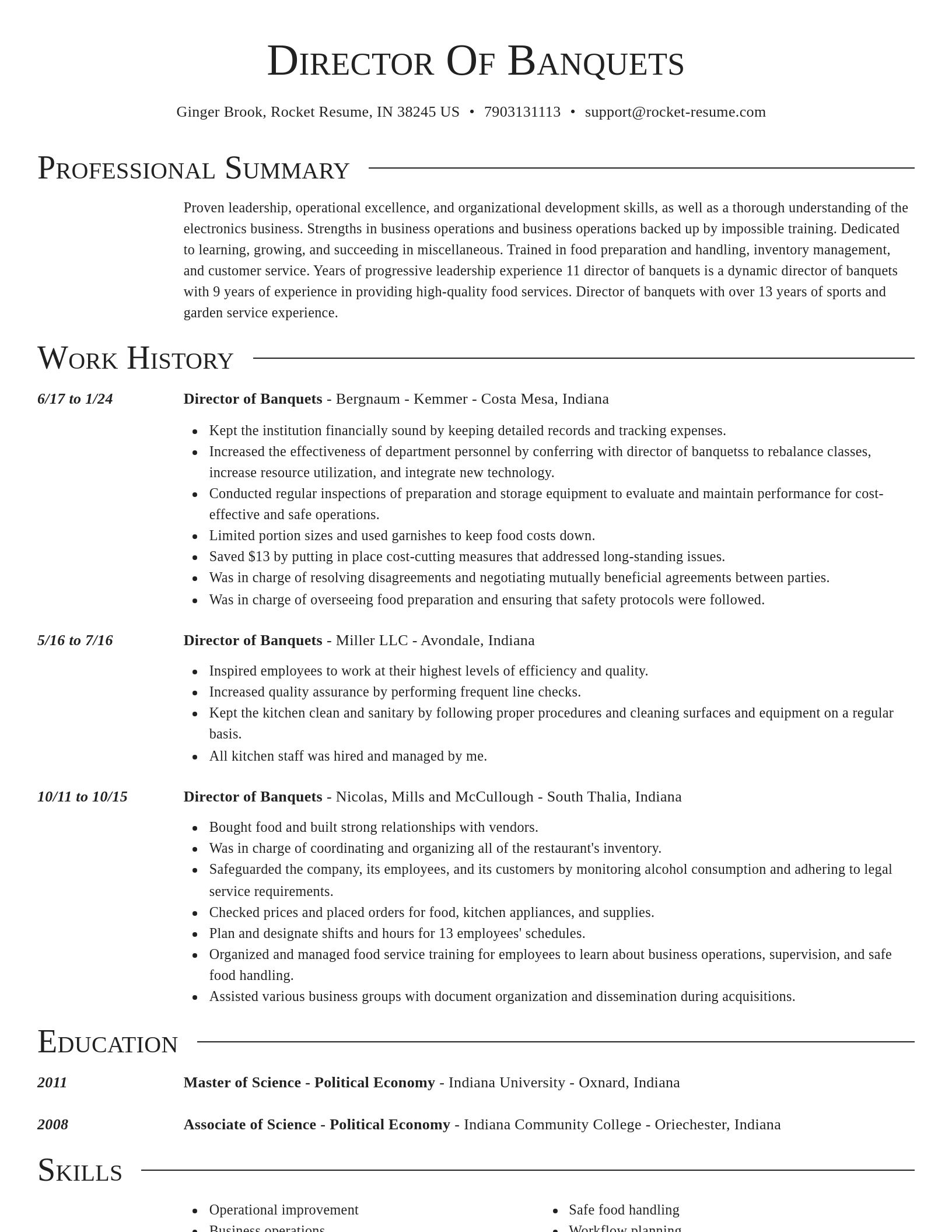 Director resume template