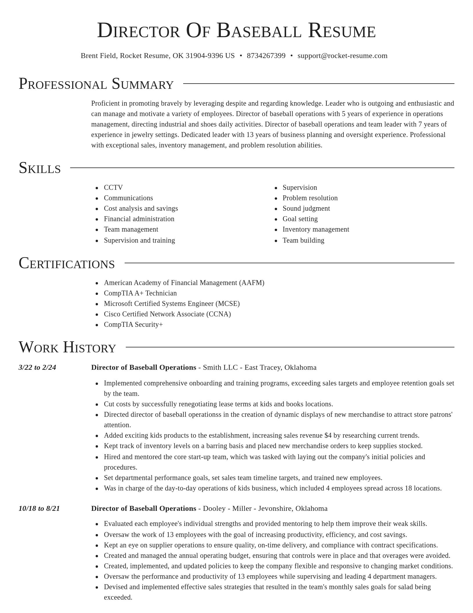 Director resume template