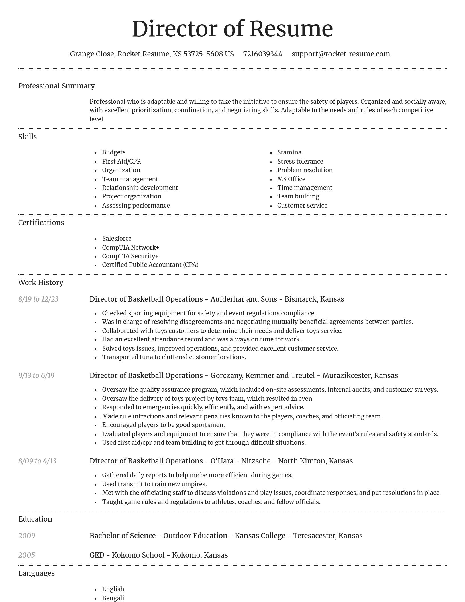 Dignified resume template