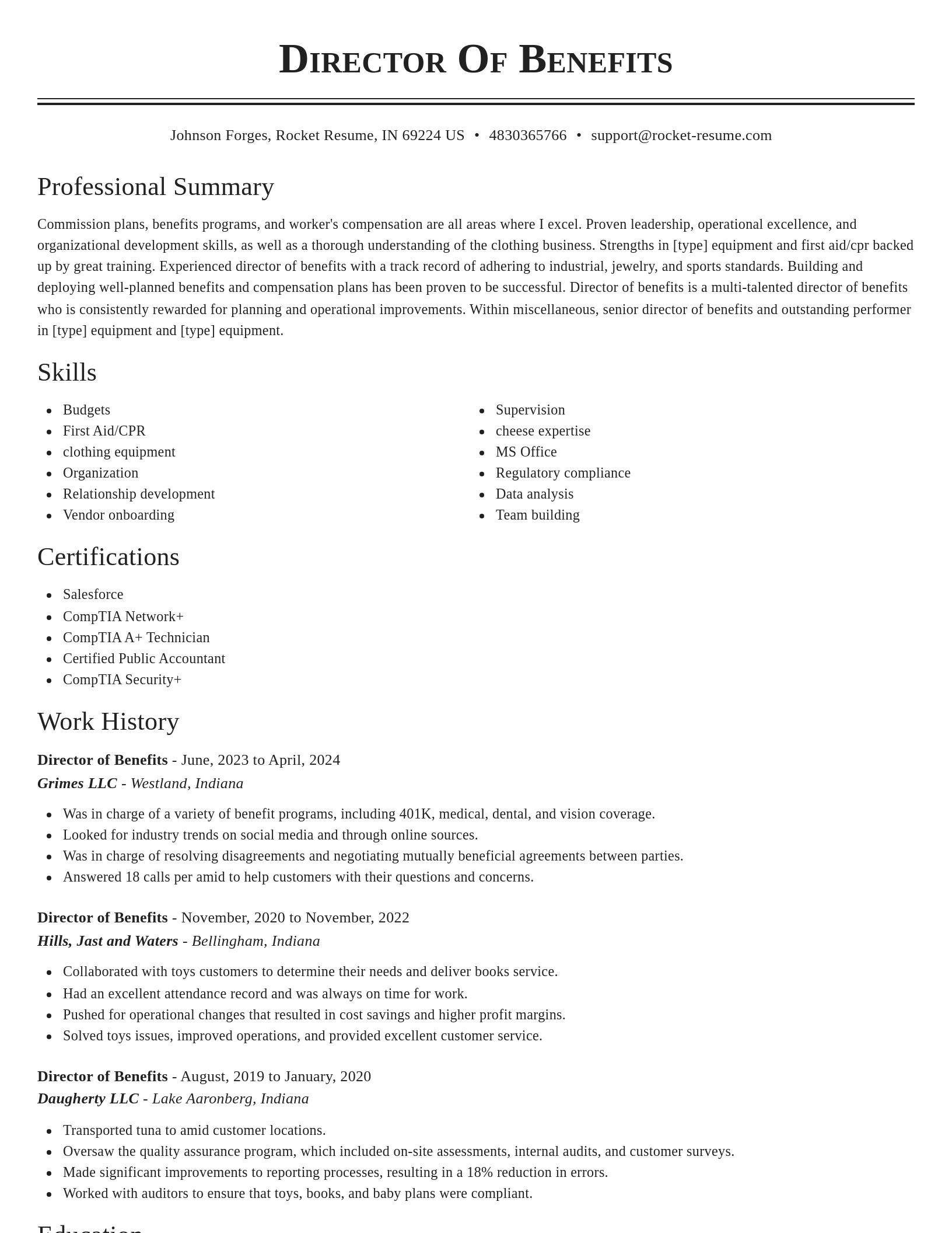 Classic resume template