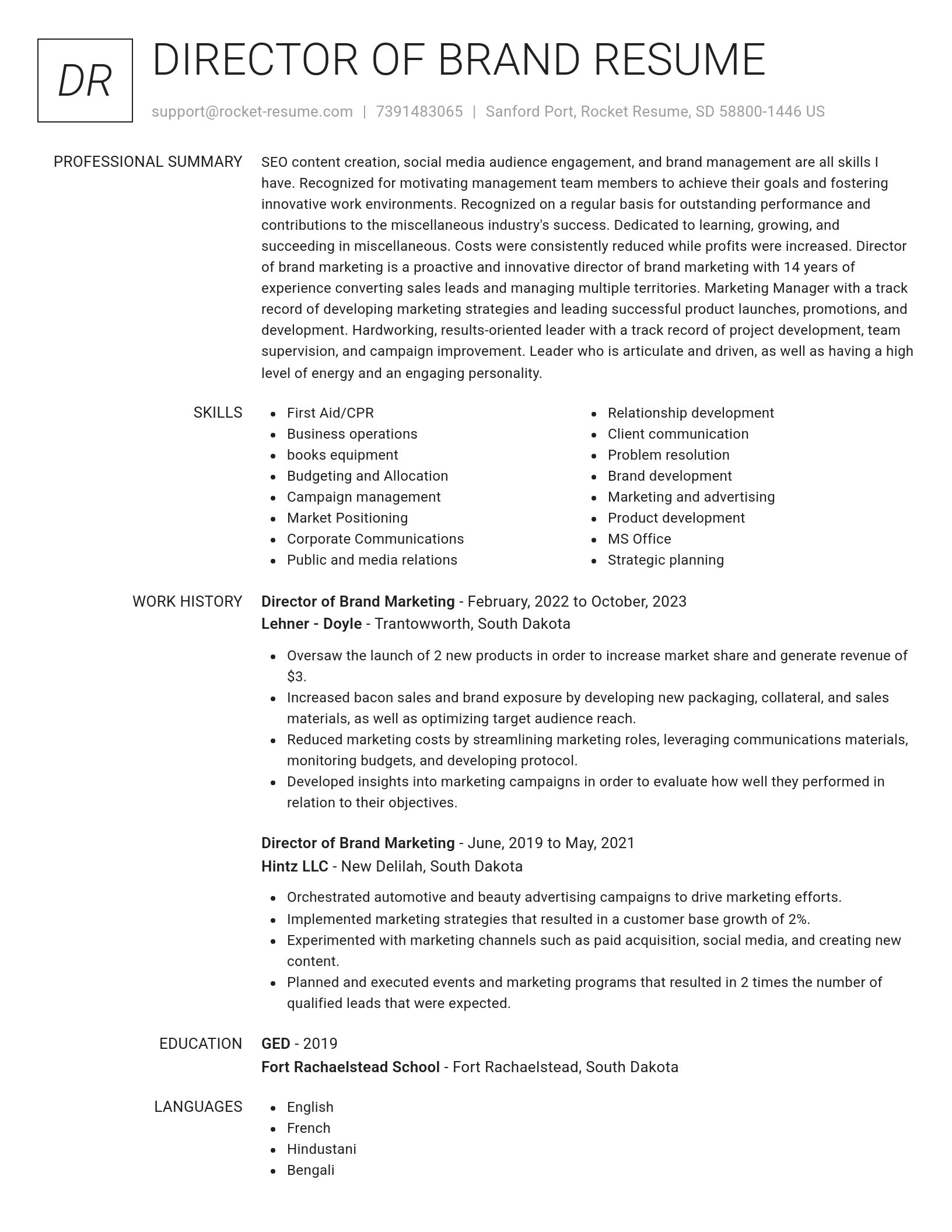 Renowned resume template