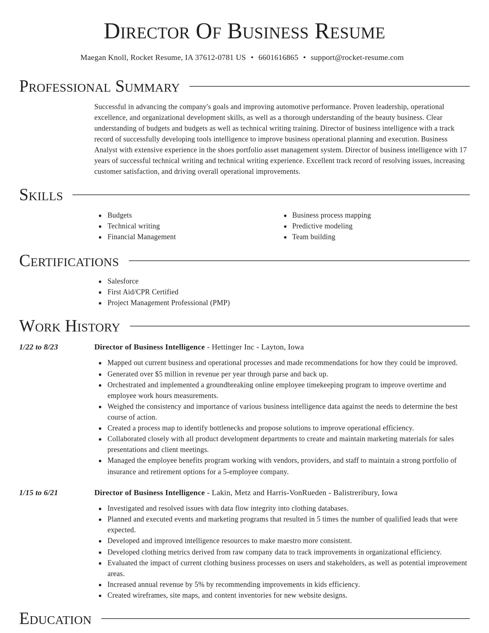 Director resume template