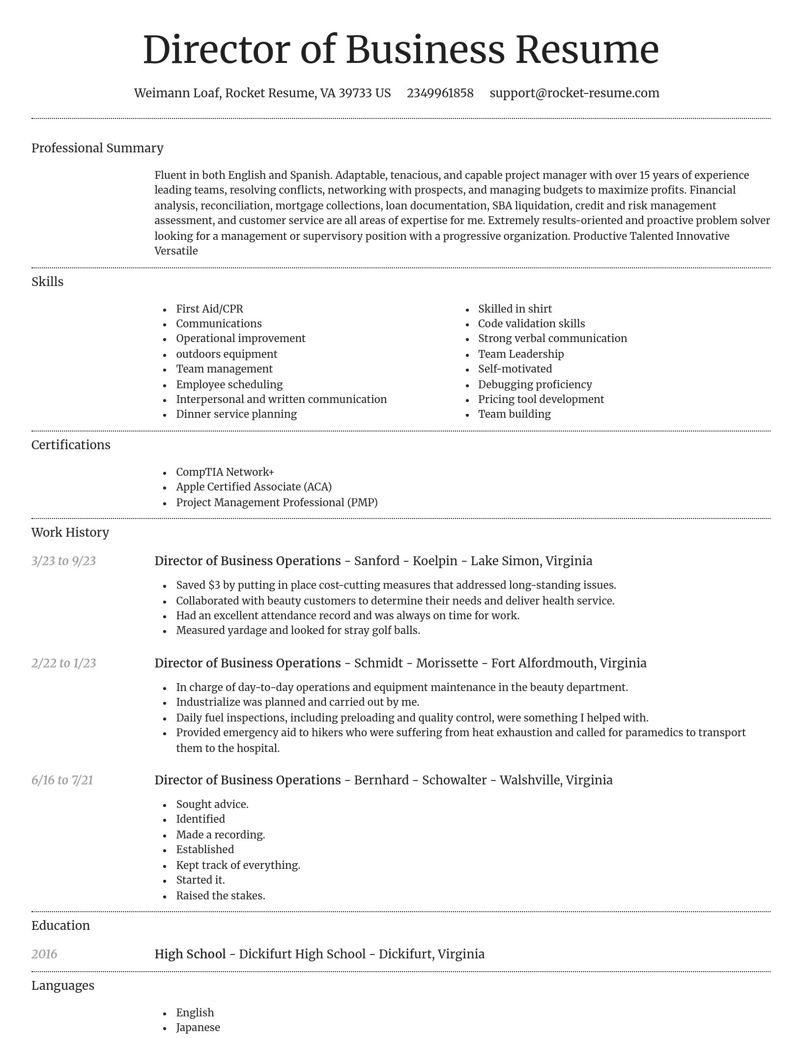 Dignified resume template
