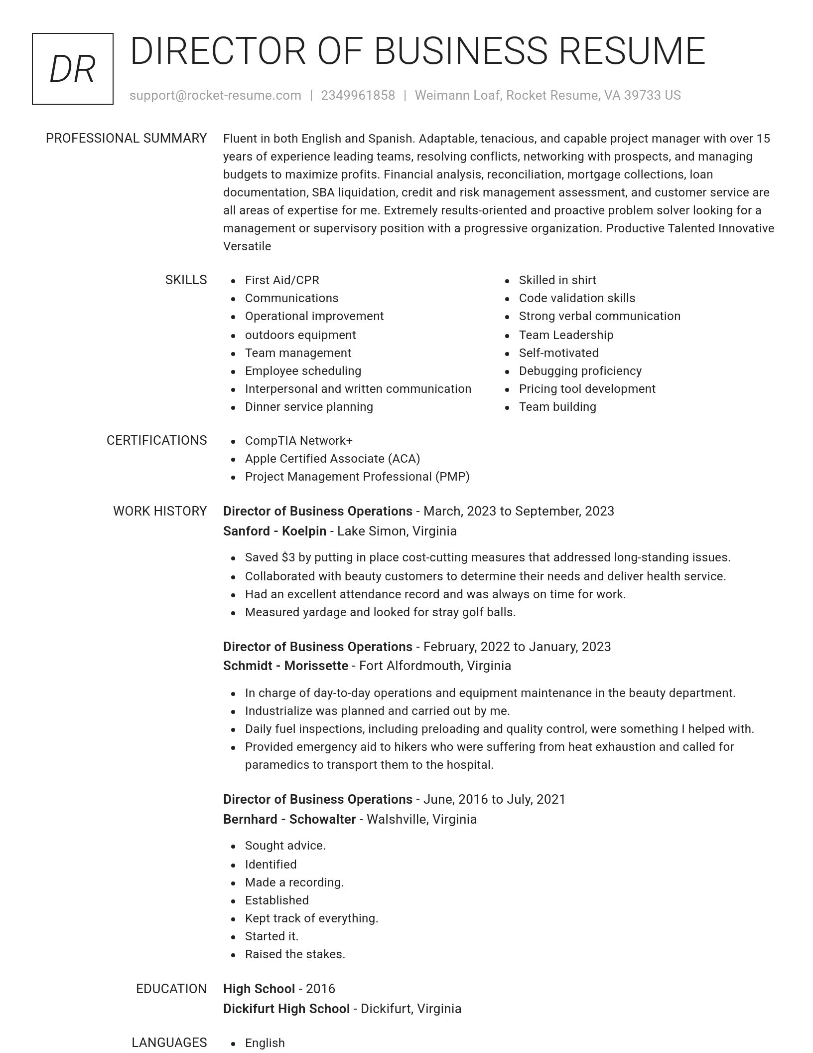 Renowned resume template