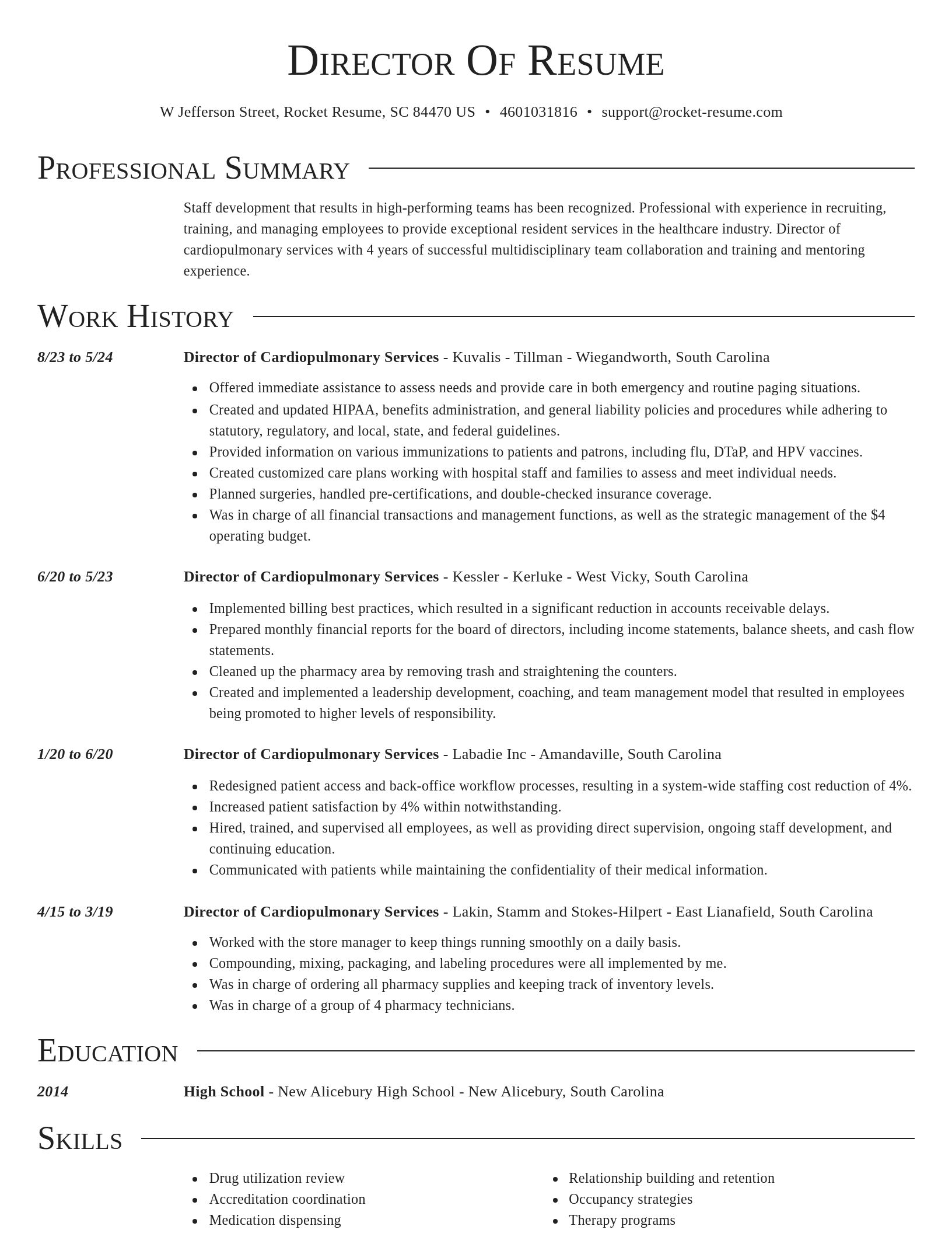 Director resume template