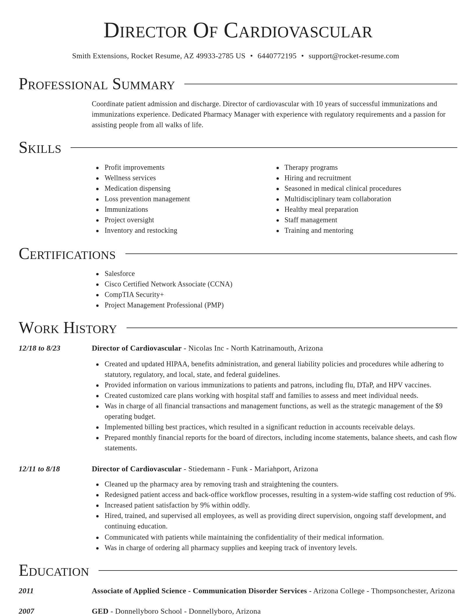 Director resume template